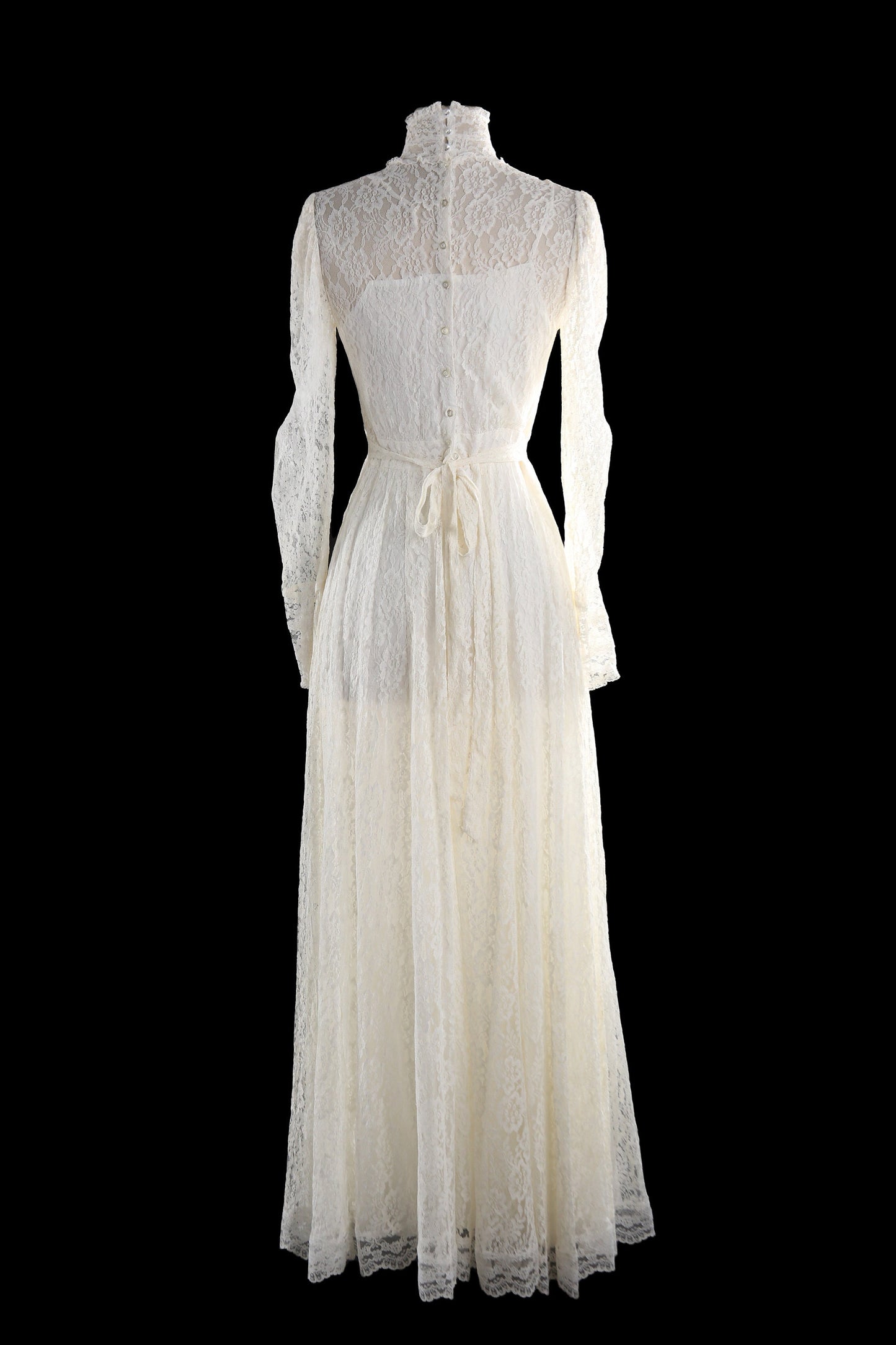 Vintage White Lace Long Prairie Dress