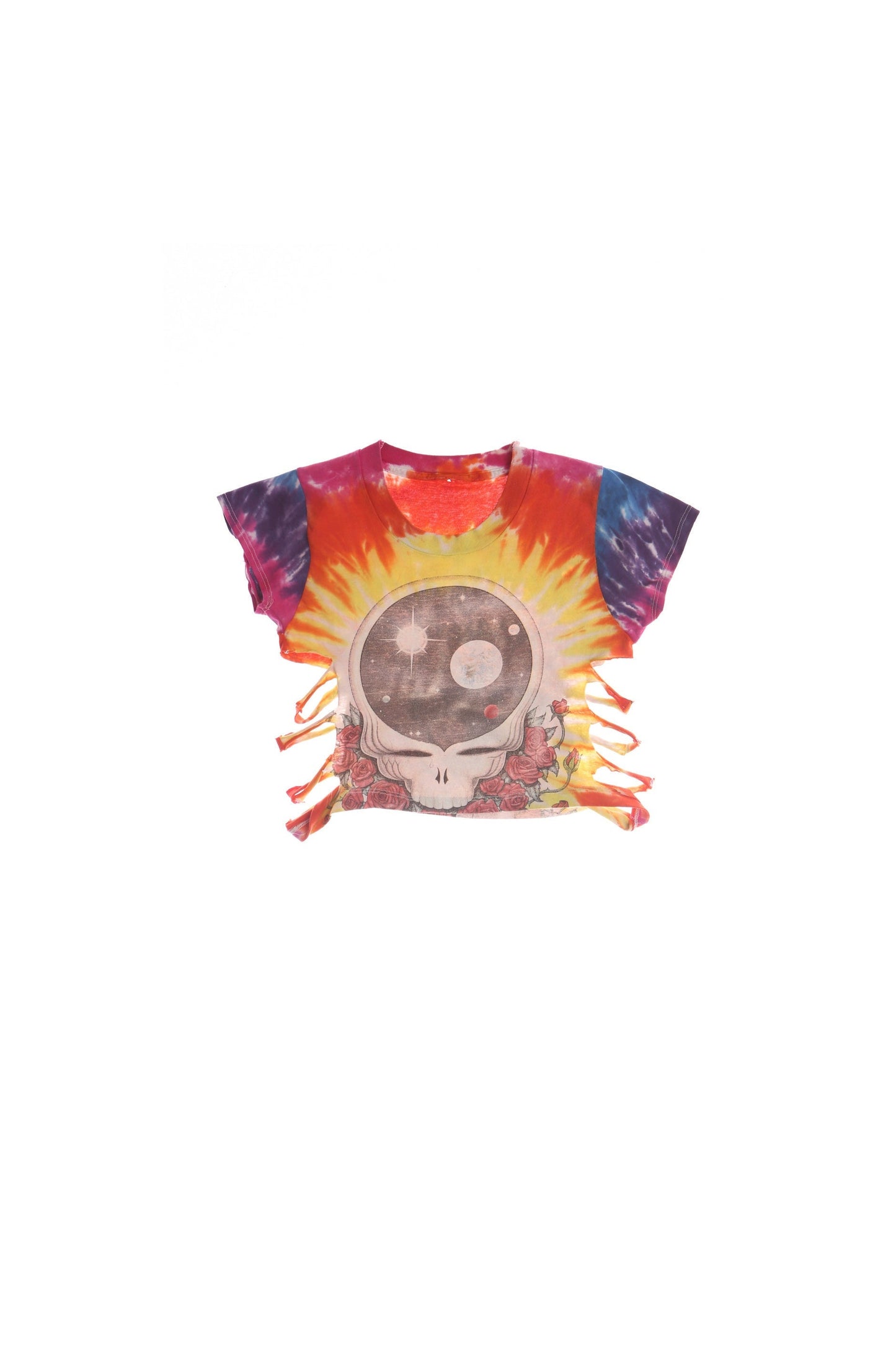 Vintage Tie Dye T-shirt - Grateful Dead Skull Print - Cropped T-shirt