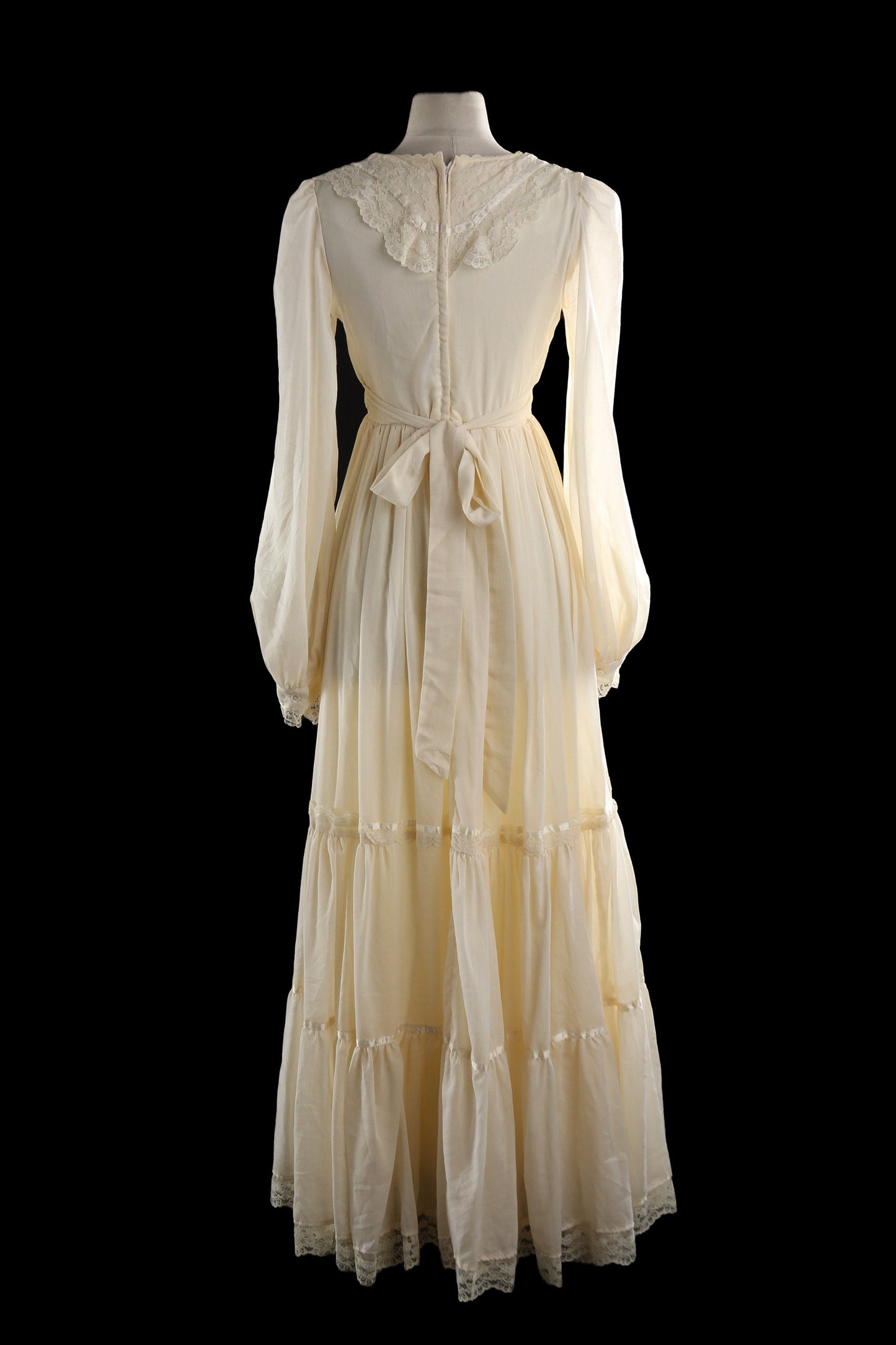 Vintage Prairie Dress with Lace Collar Details Western Boho - Estimated Era 1970's - 1980's