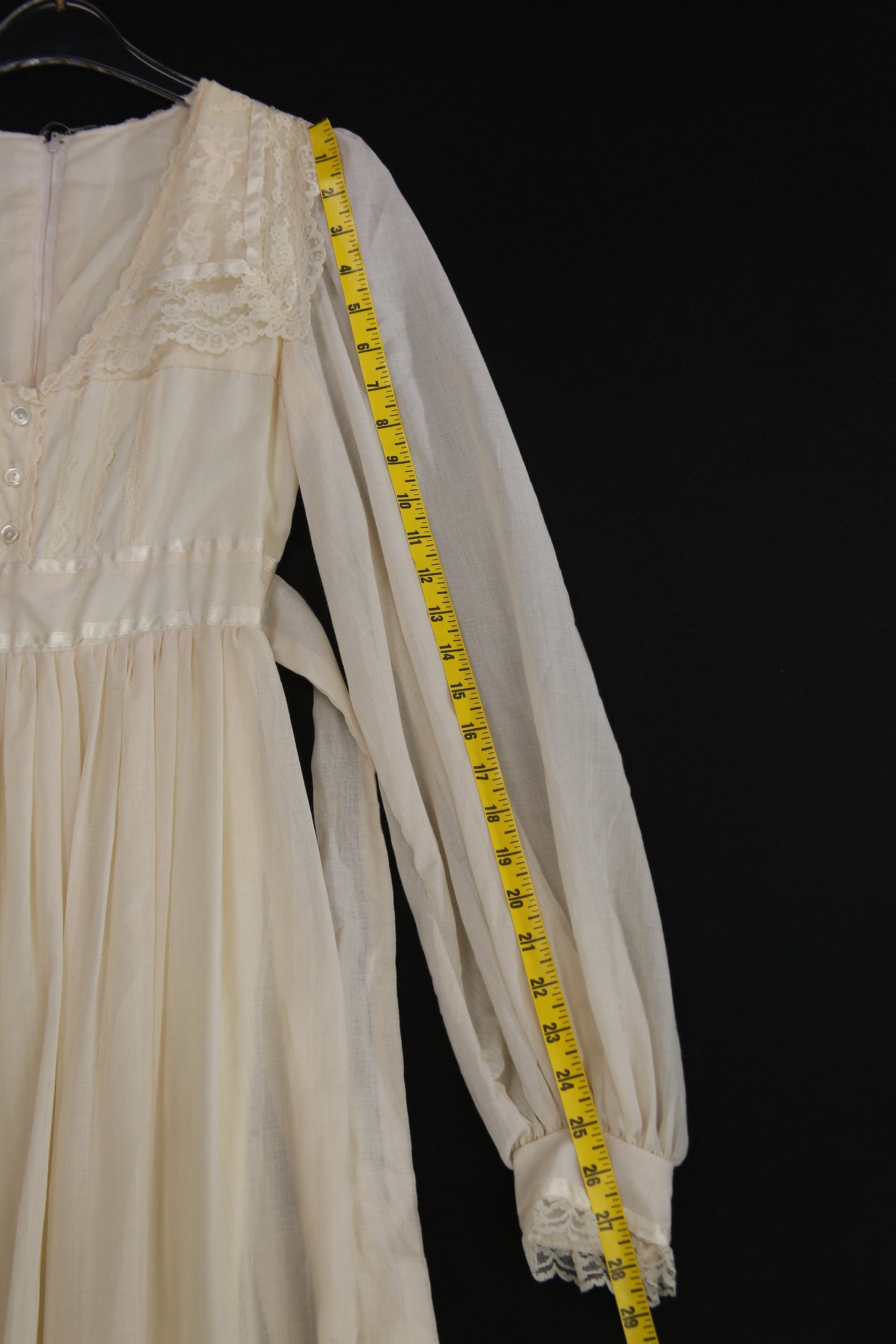 Vintage Prairie Dress with Lace Collar Details Western Boho - Estimated Era 1970's - 1980's