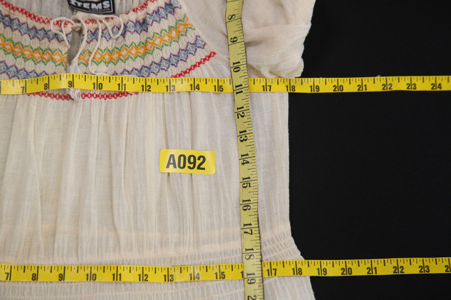 Vintage White Boho Dress - Estimated Era 1970's - 1980's