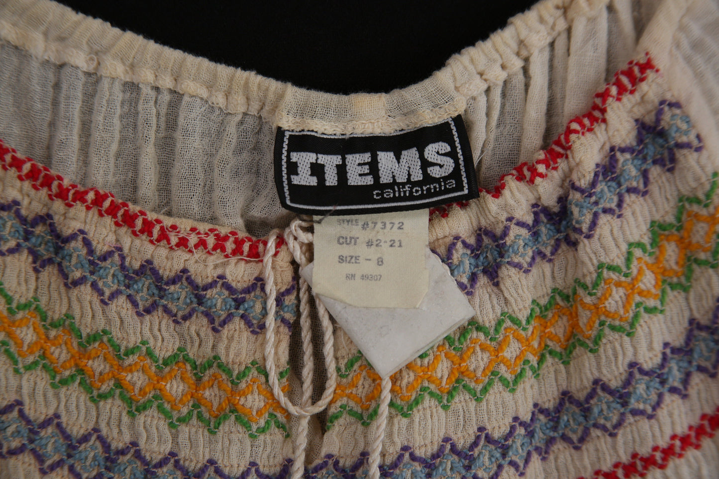 Vintage White Boho Dress - Estimated Era 1970's - 1980's