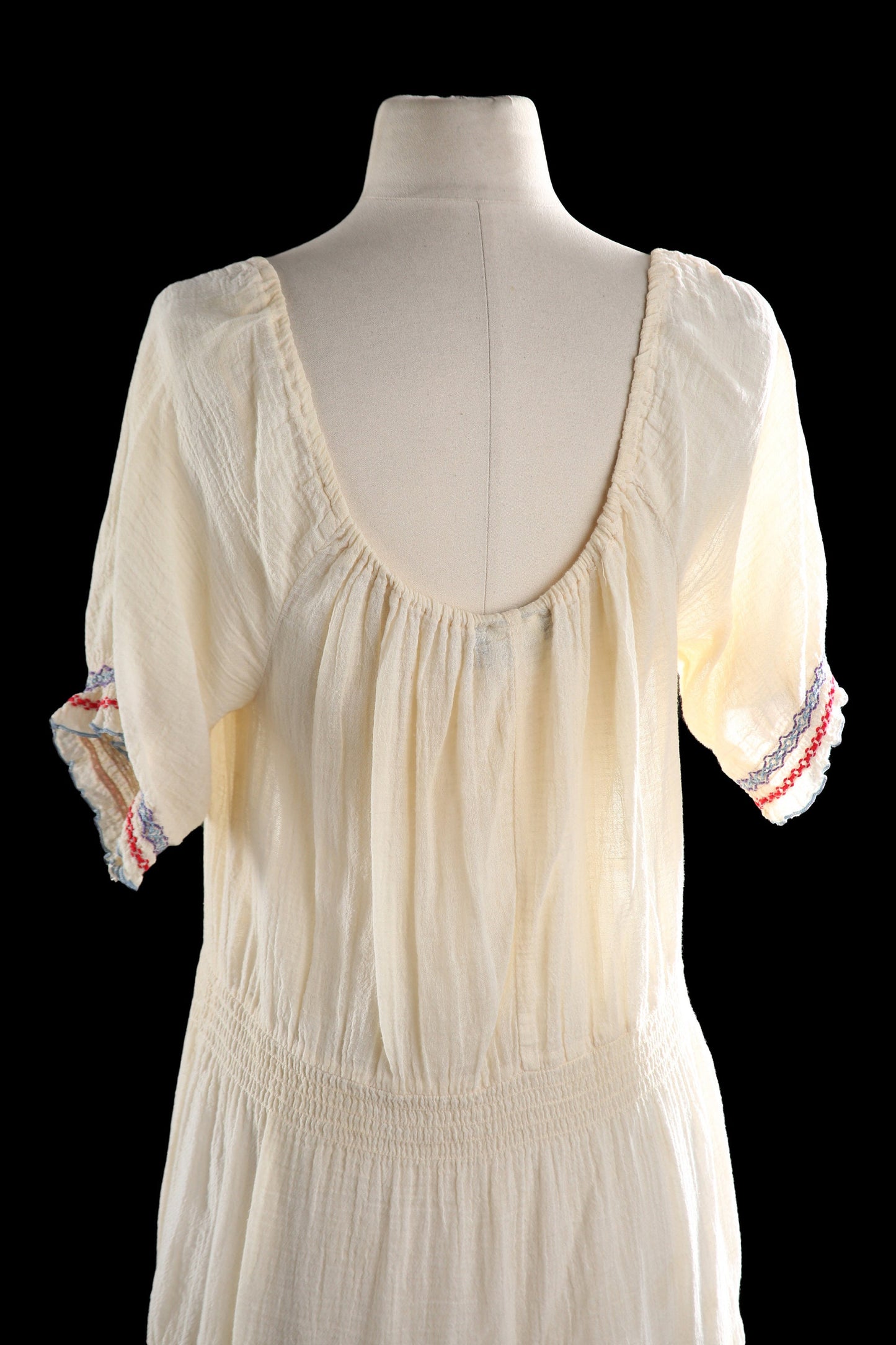 Vintage White Boho Dress - Estimated Era 1970's - 1980's