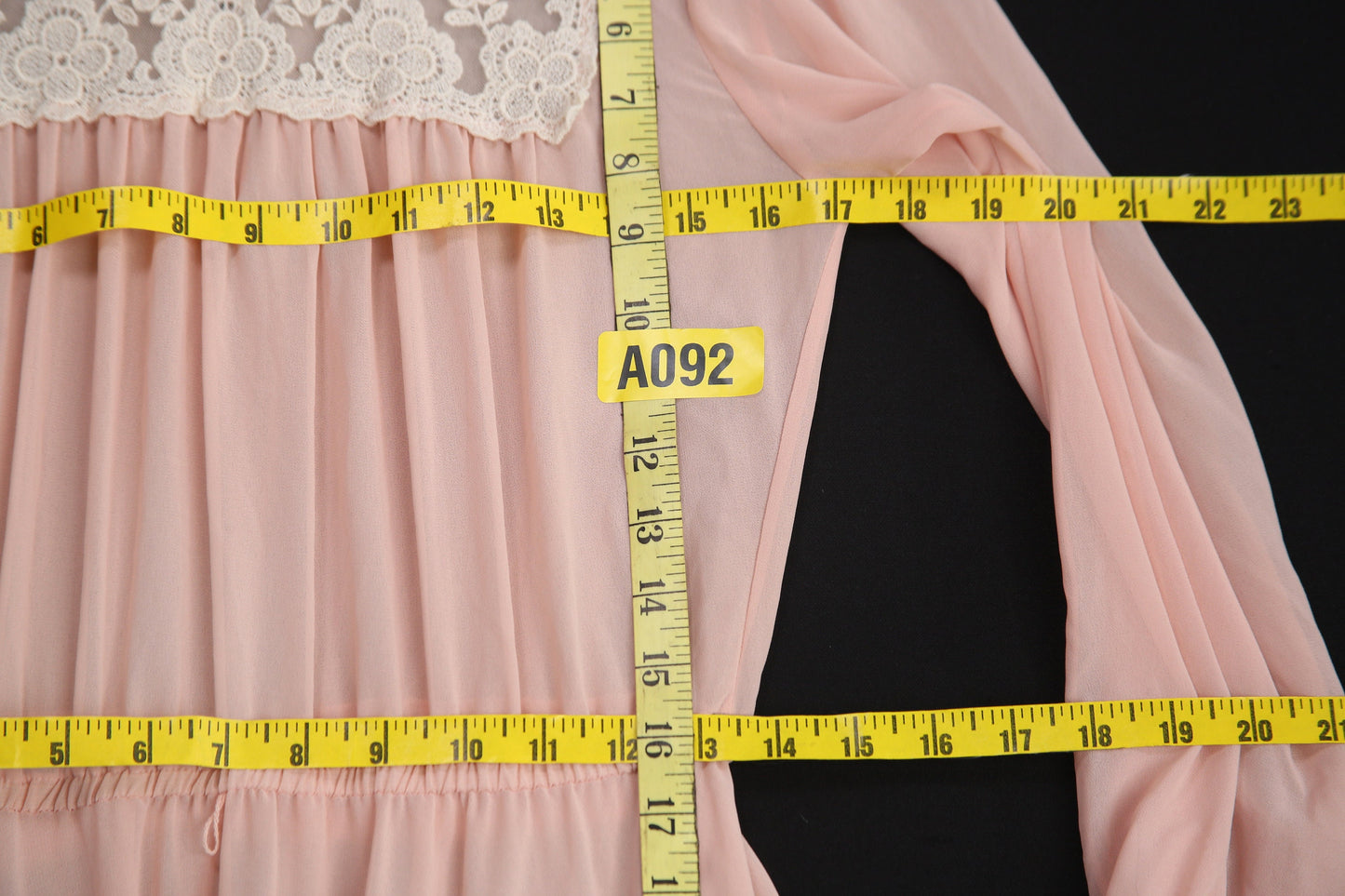 1980's Women Pink Casual Dress with Chest Lace Pattern Prairie Evening