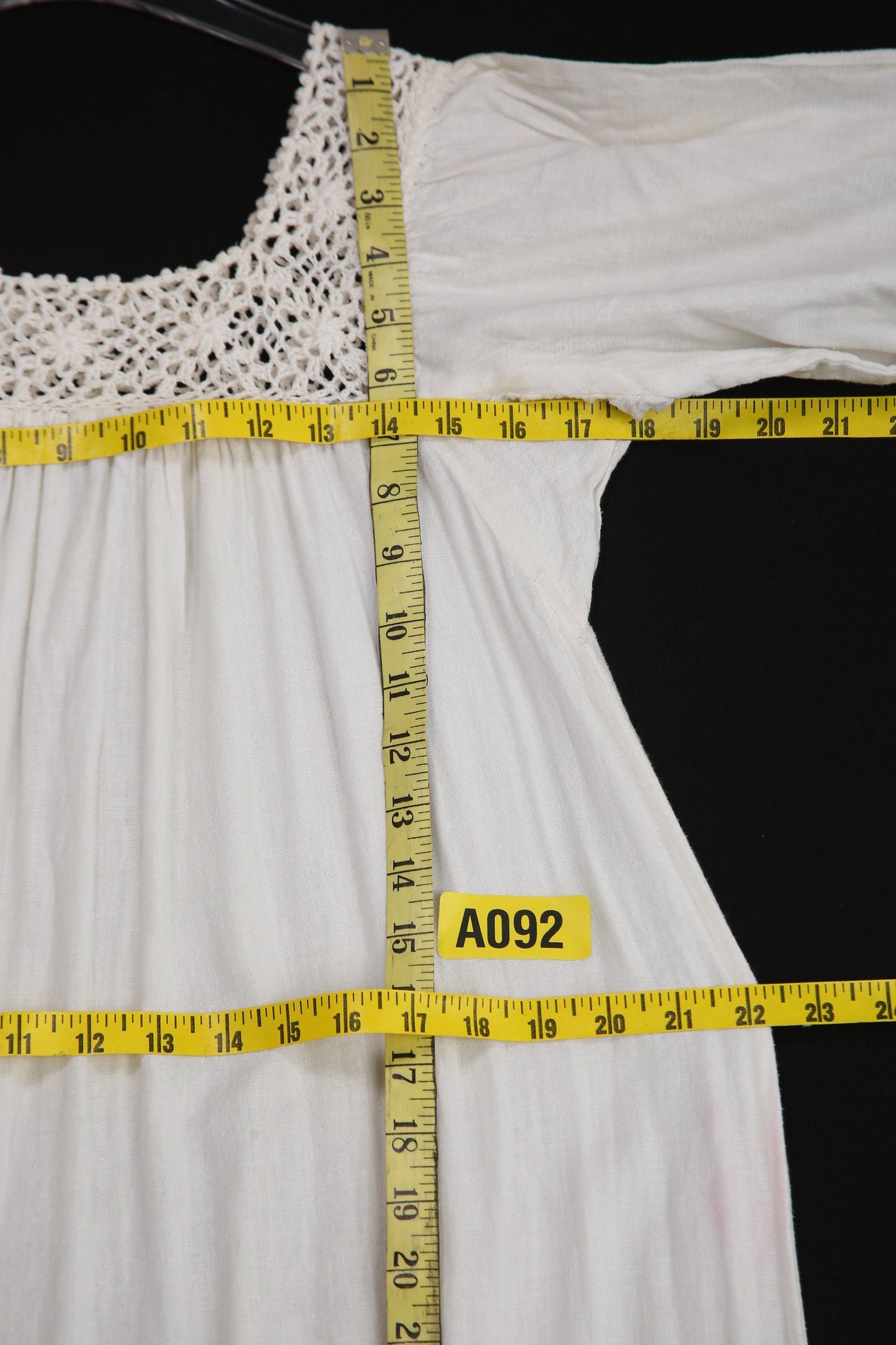 Vintage White Blouson Dress Muumuu - Estimated Era 1970's - 1980's