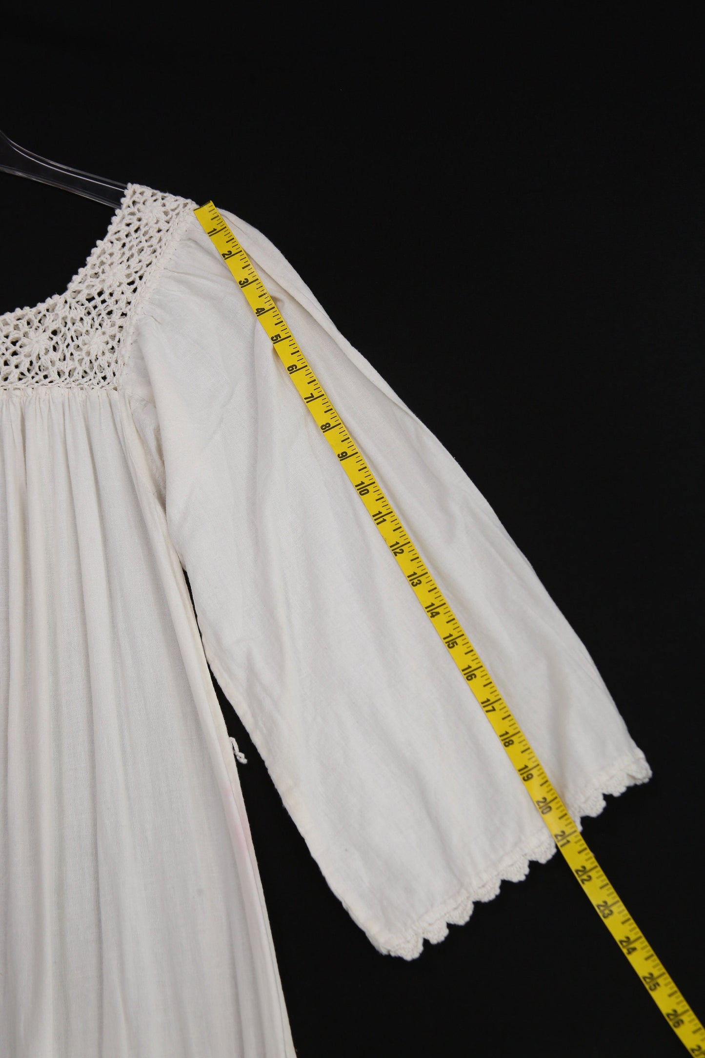 Vintage White Blouson Dress Muumuu - Estimated Era 1970's - 1980's