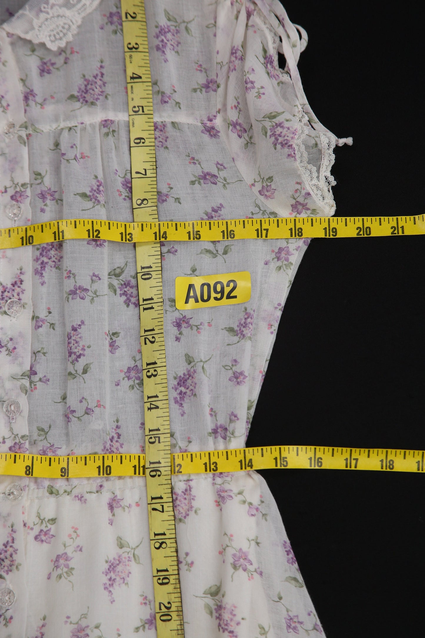 Vintage Floral Print White Summer Dress Sheer Maxi Waist Wrap Belt