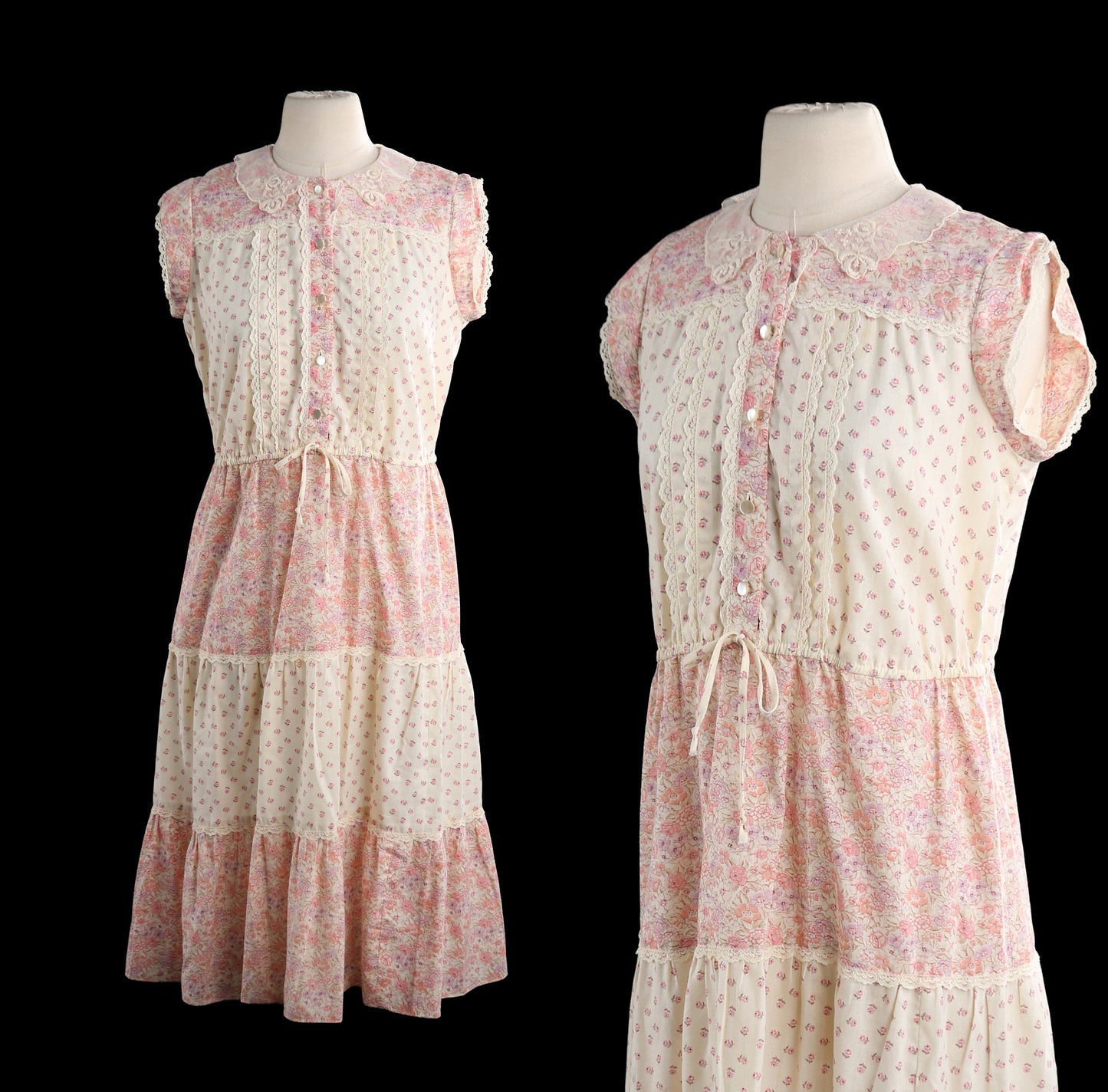 Vintage Floral Print Maxi Summer 70s Dress