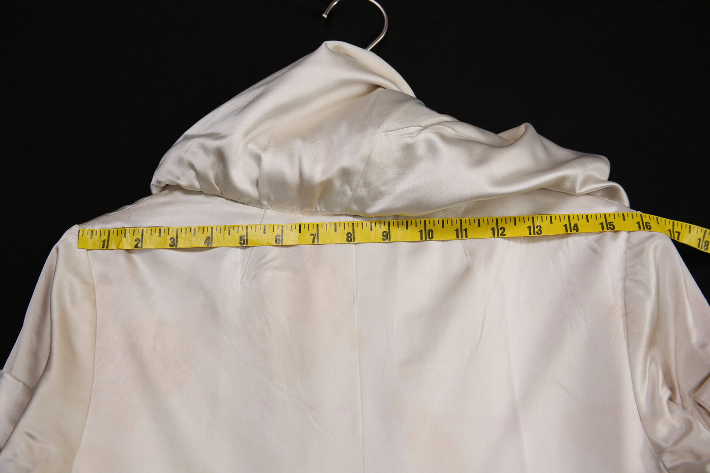 Vintage White Satin Long Sleeve Multi-pocket Jumpsuit - Estimated Era 1970's - 1980's