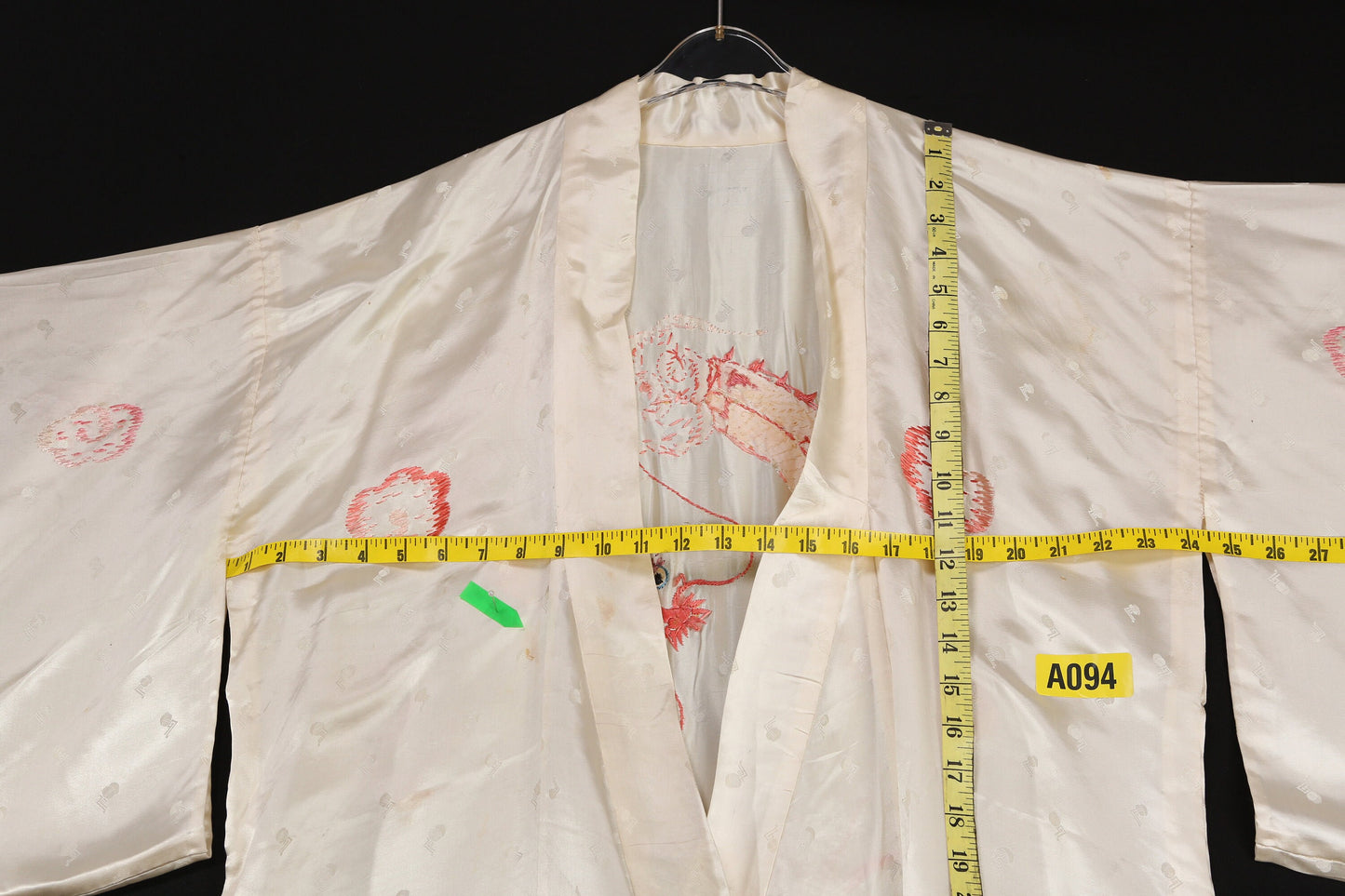 Vintage Pajama Robe with Red Embroidered Dragon - Estimated Era 1970's - 1980's