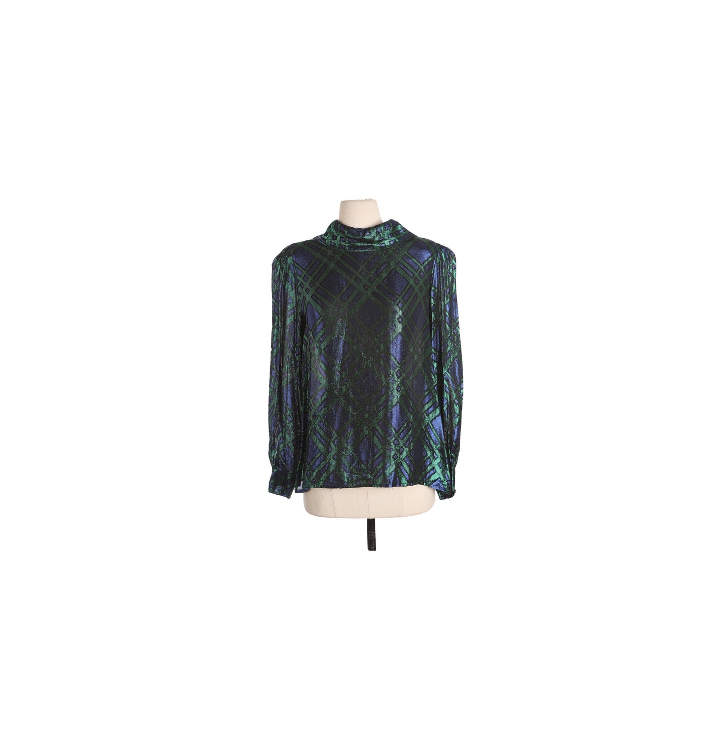 80s Women Green Metallic Casual Top by Lloyd Williams