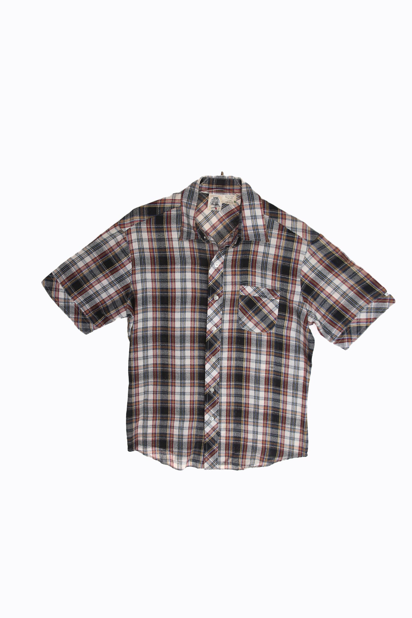 Vintage Button Up Short Sleeve Plaid Shirt by Kennington Ltd - Estimated Era 1970's