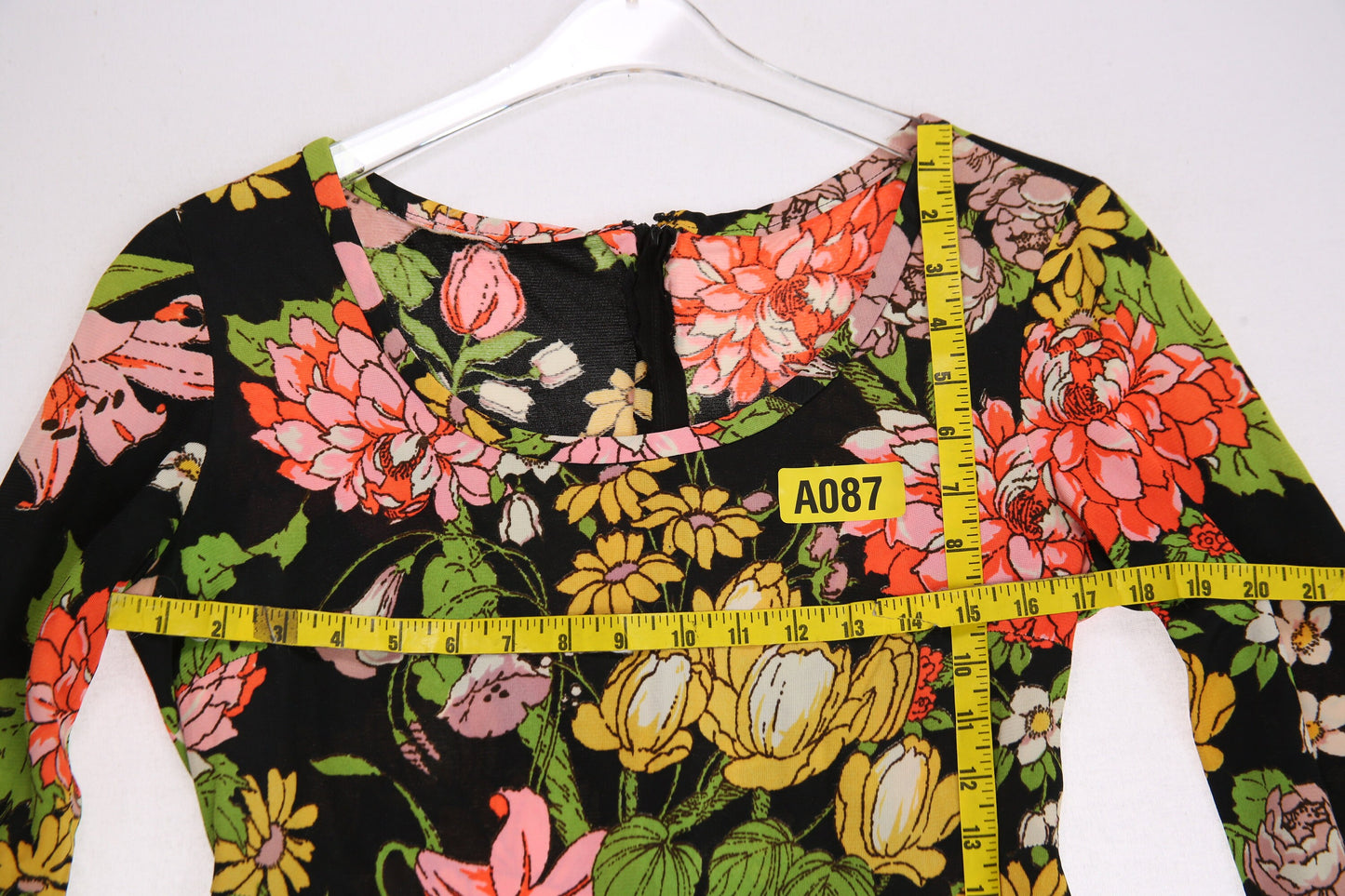 70s Women's Black Floral Print Summer Dress