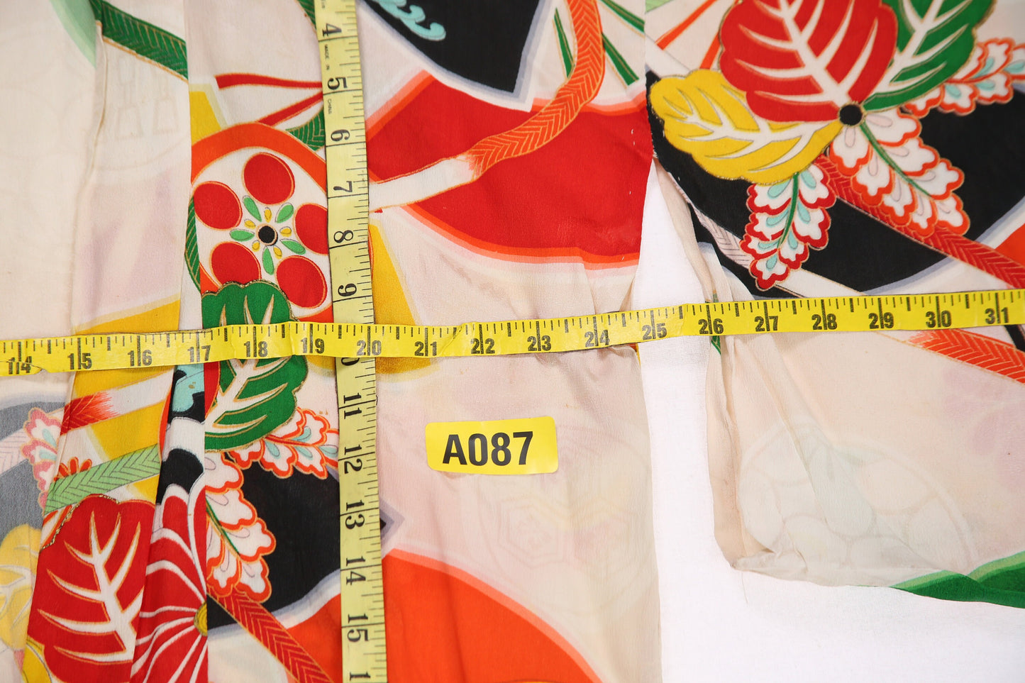 Vintage Kimono Robe with Flora Print Designs - Estimated Era 1970's - 1980's