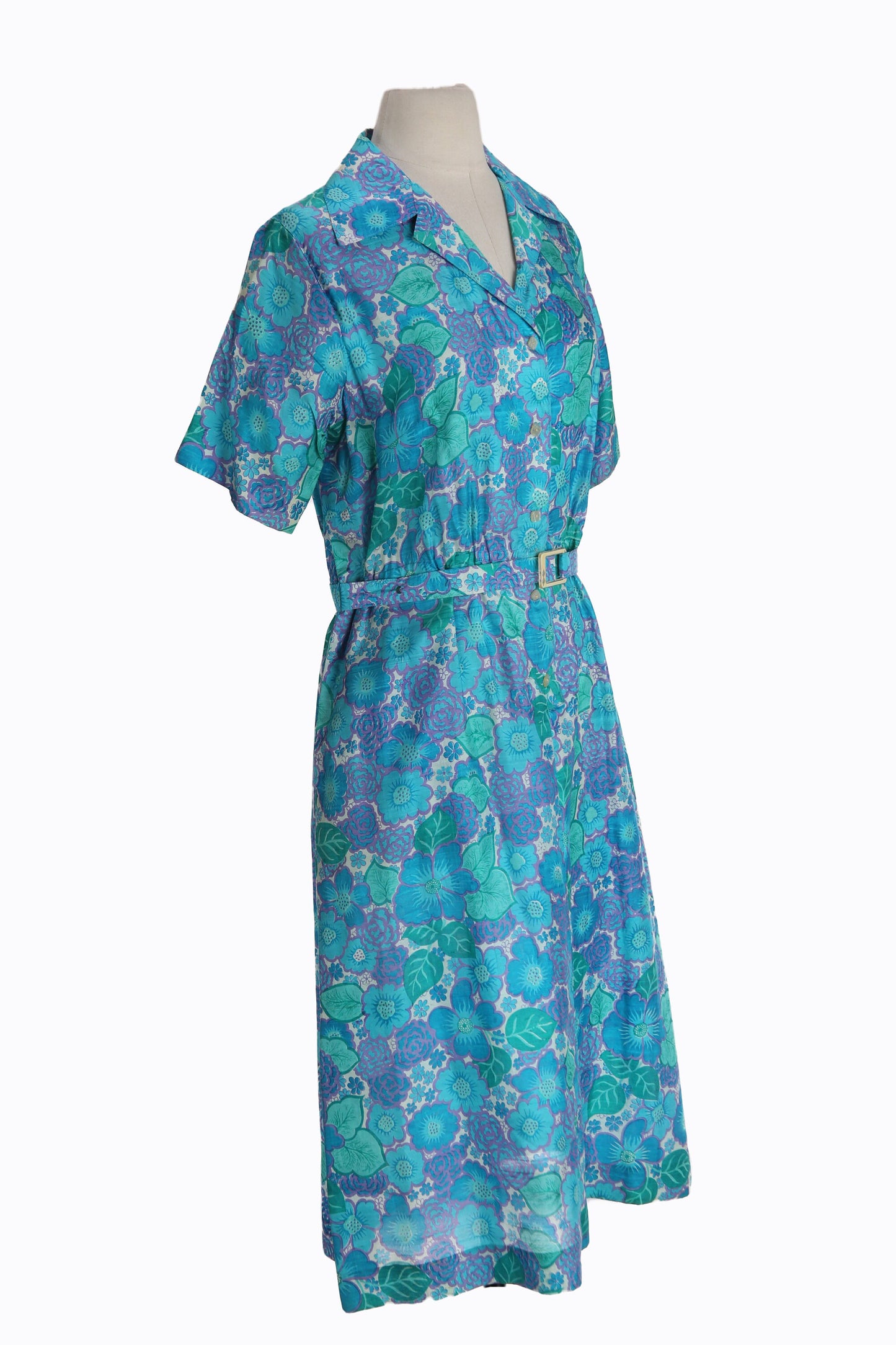 Vintage Women Floral Print Casual Dress - Estimated Era 1950's - 1960's