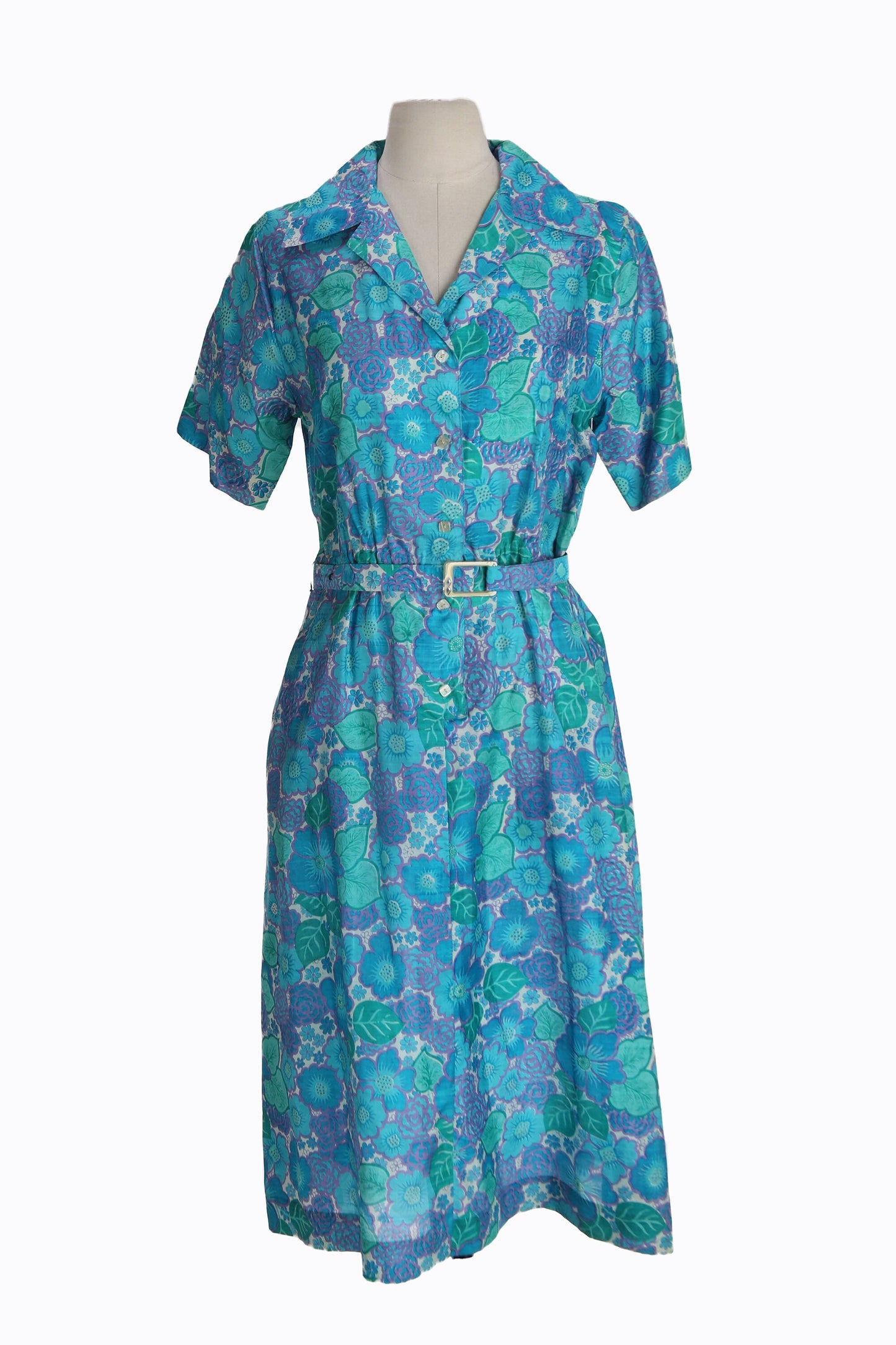 Vintage Women Floral Print Casual Dress - Estimated Era 1950's - 1960's