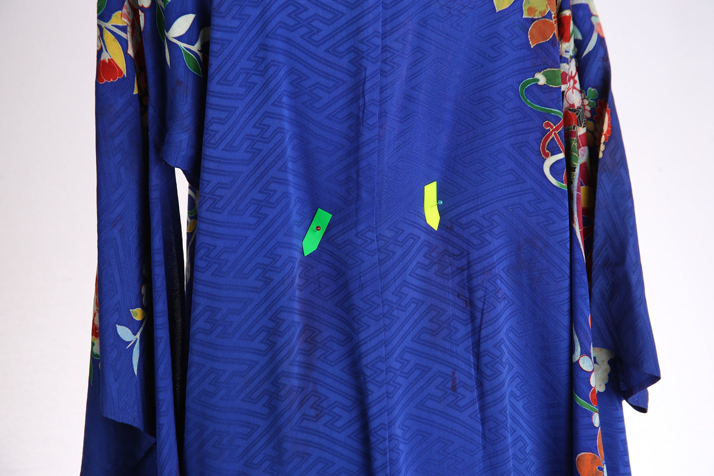 Vintage Floral Print Blue Kimono Robe