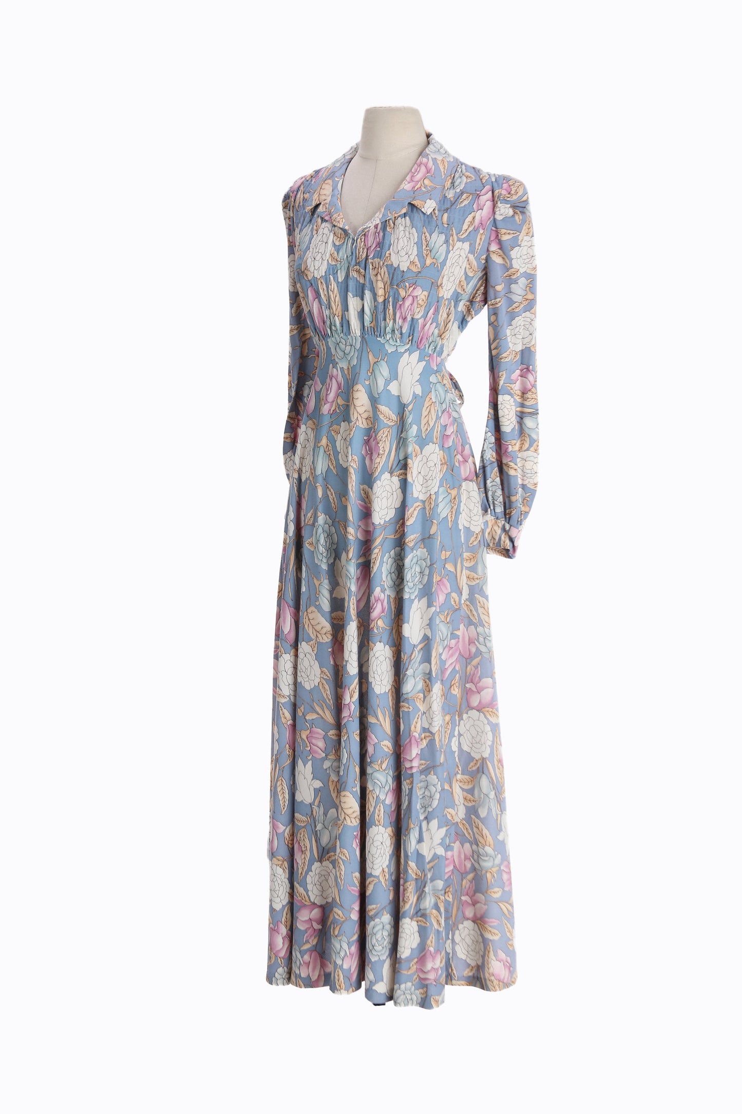 70s Women Floral Print Long Dress