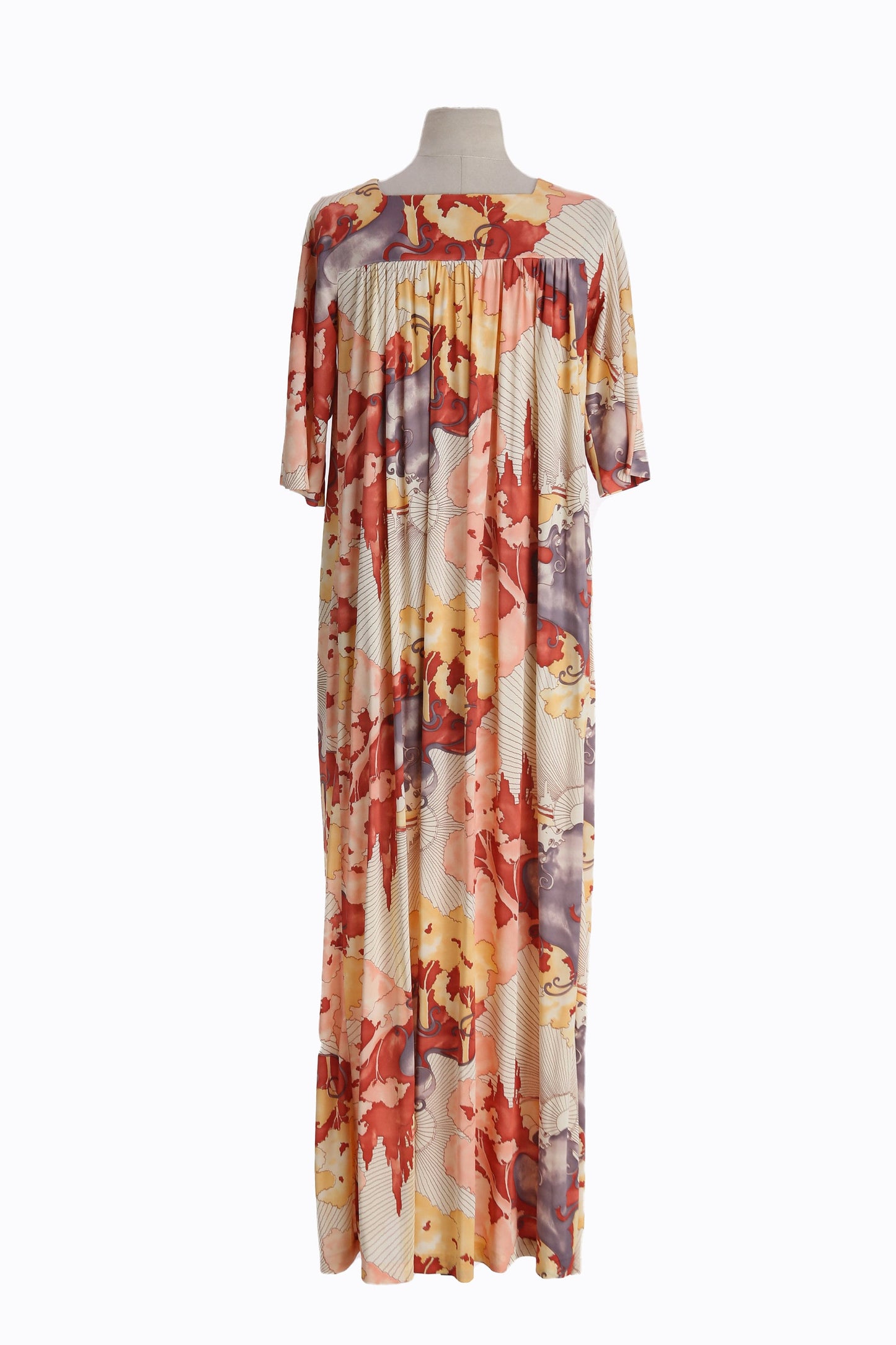 70s Women Short Sleeve Summer Mumu Dress