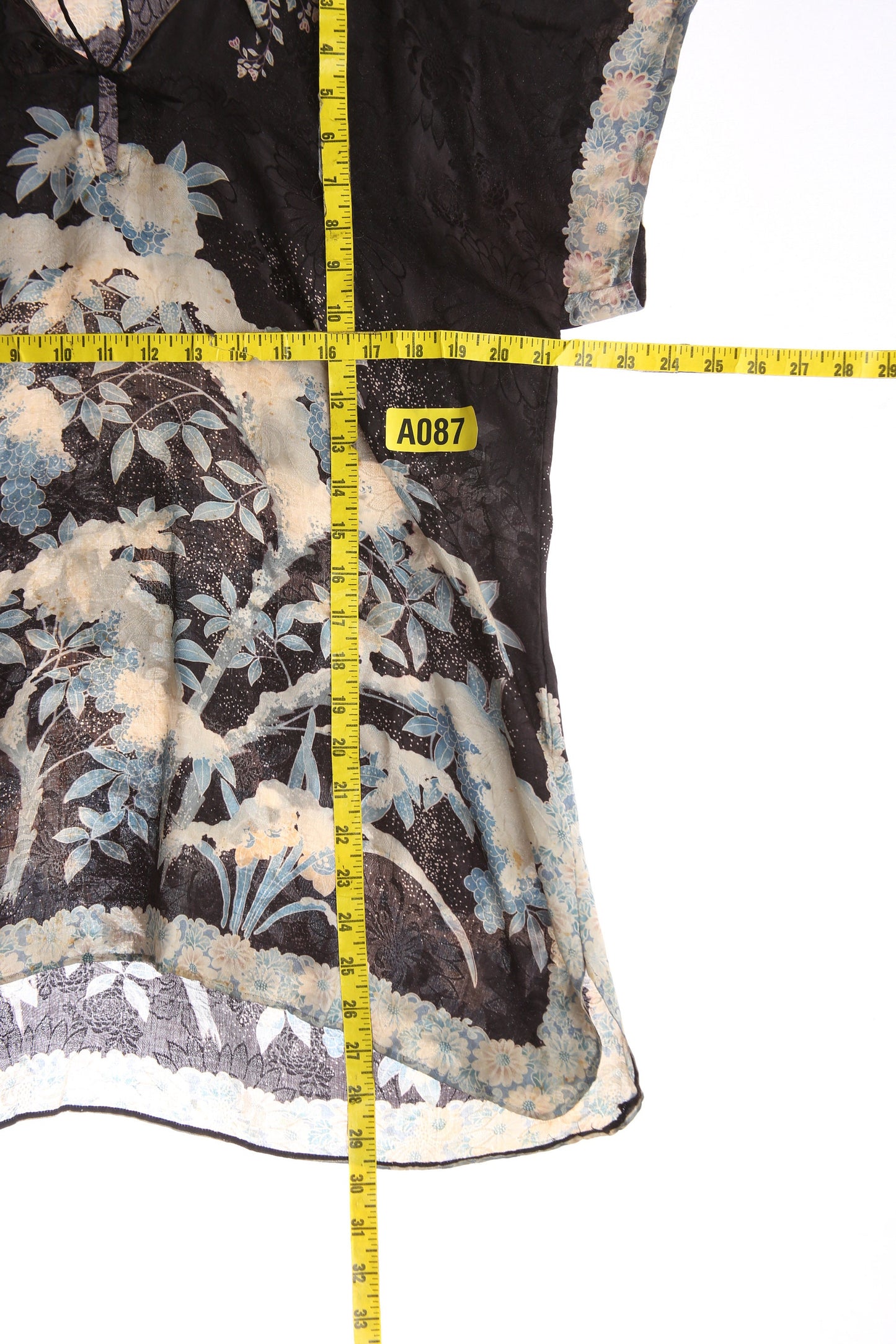 Vintage Floral Print Black Blouse - Estimated Era 1970's - 1980's