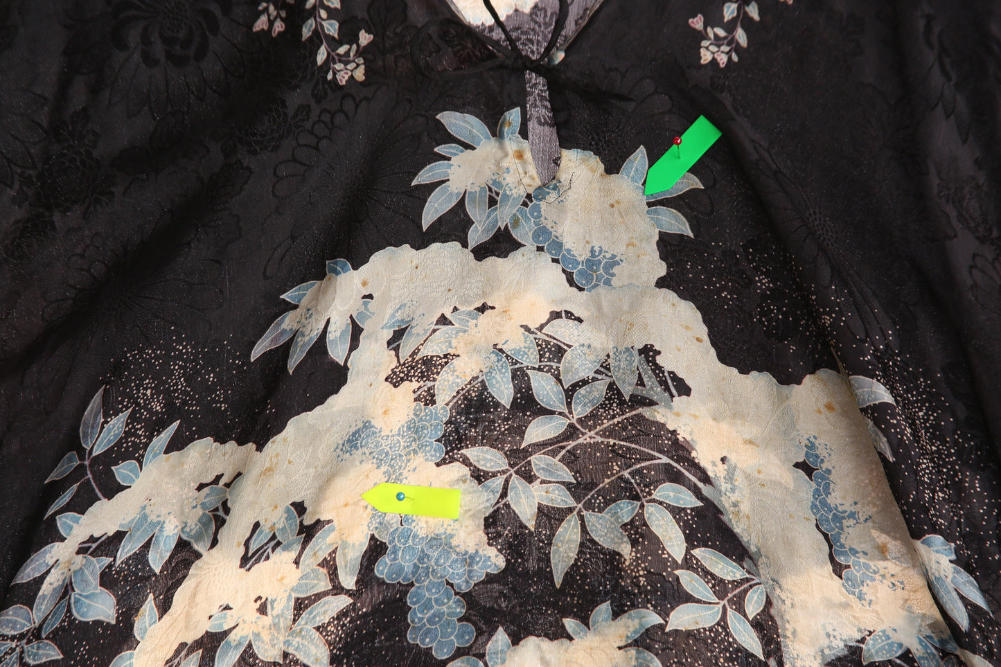 Vintage Floral Print Black Blouse - Estimated Era 1970's - 1980's