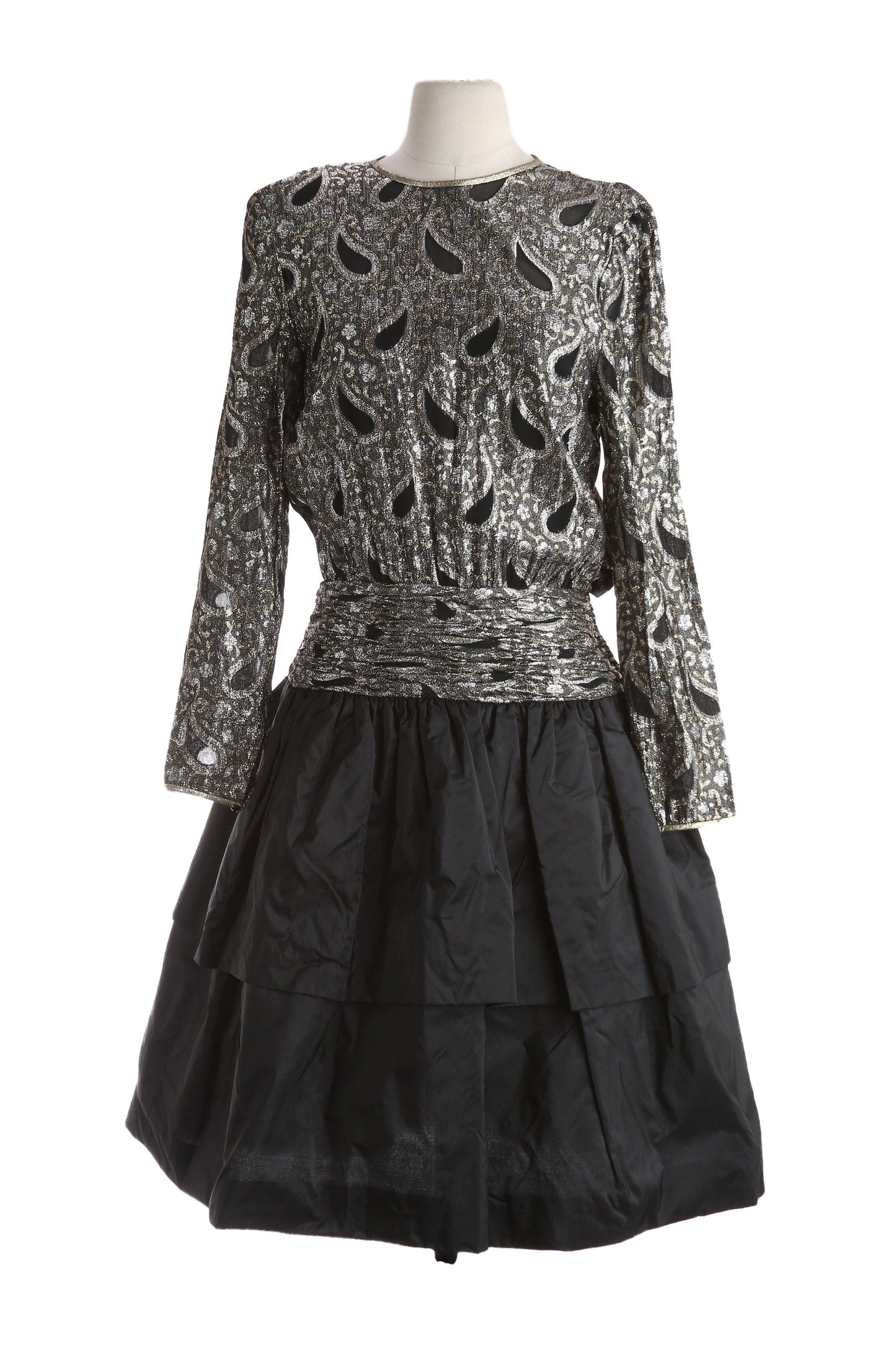 Vintage Metallic Silver Evening Dress by Albert Nipon - Vitage Size 8 - Estimated Era 1980's 1990's