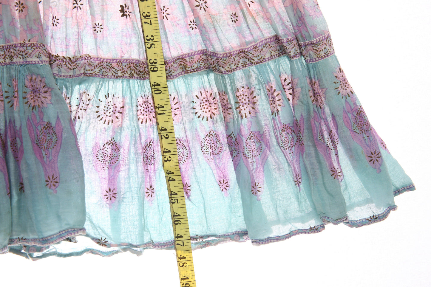 Vintage Boho Dress with Pink Flora Print Pattern by Orient's Exclusive - Made in India - Estimated Era 1970's - 1980's