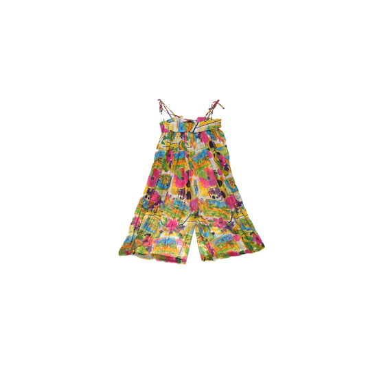 Vintage Women's Floral Print Sleeveless Summer Cotton Jumpsuit