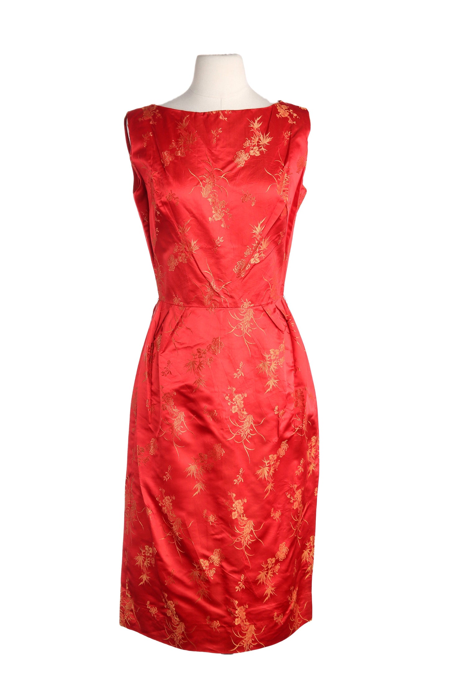 50s Women Red Brocade Casual Dress by Mr, L of California