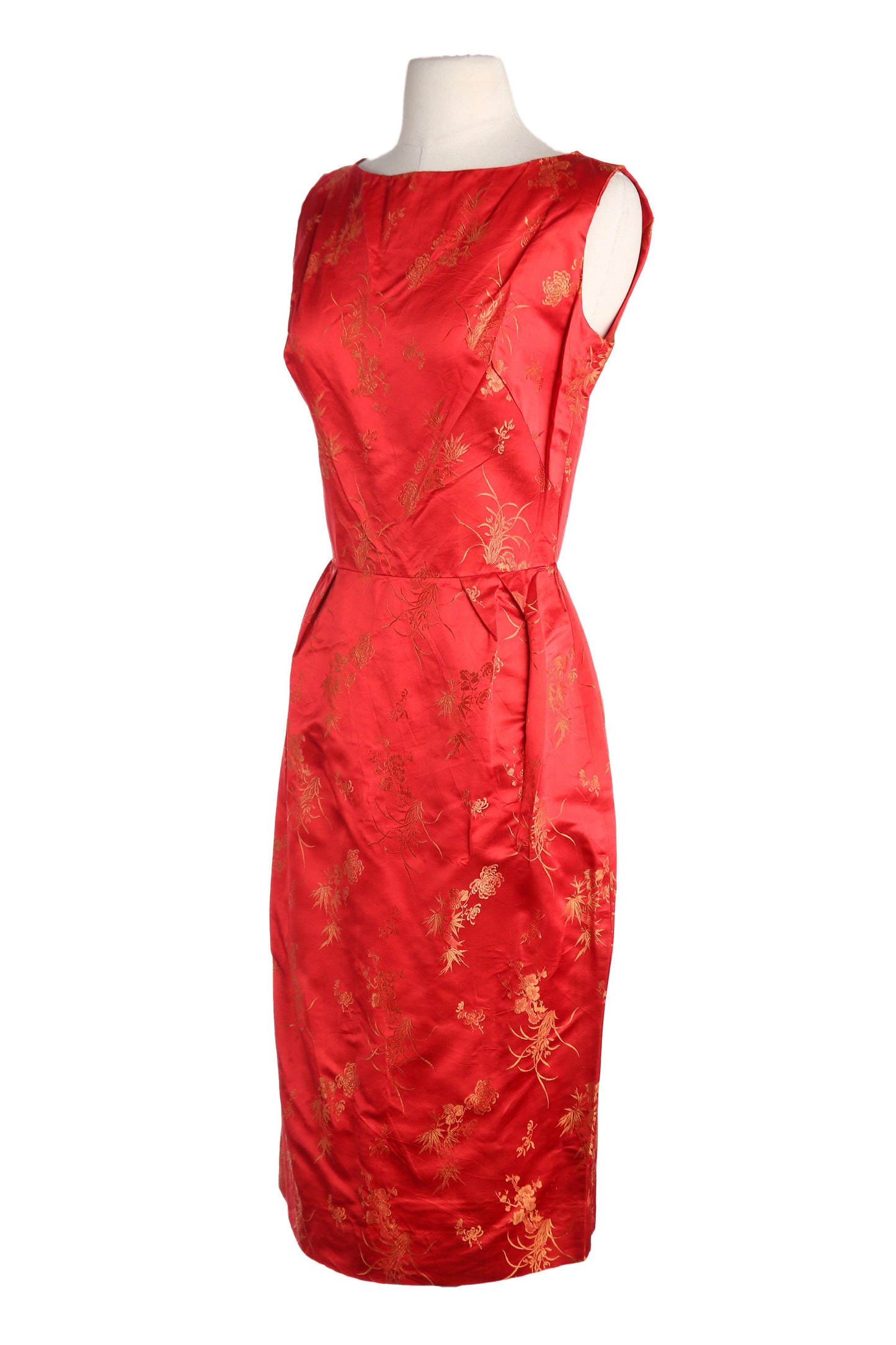 50s Women Red Brocade Casual Dress by Mr, L of California
