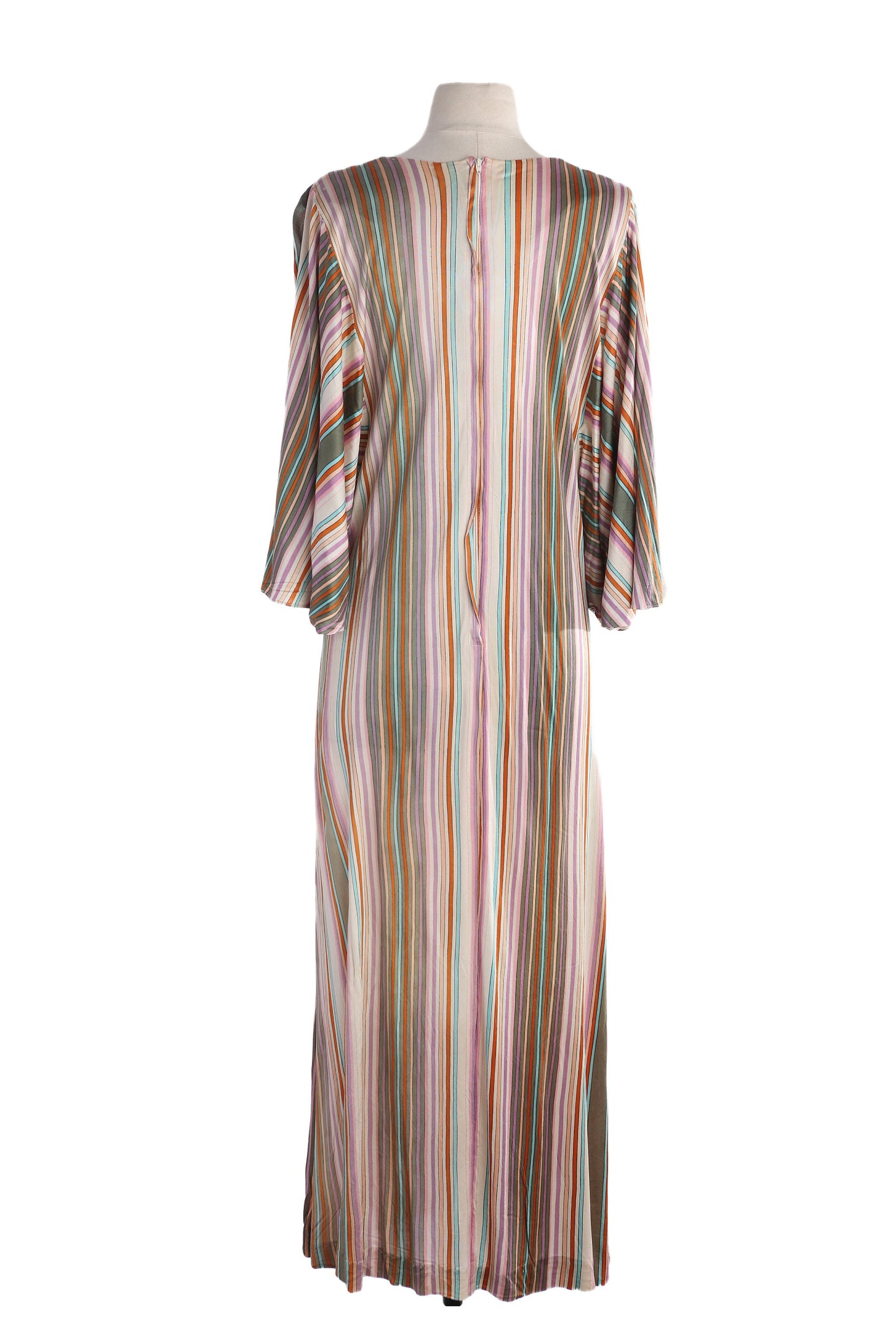 70s Women Multicolor Striped Long Polyester Disco Dress