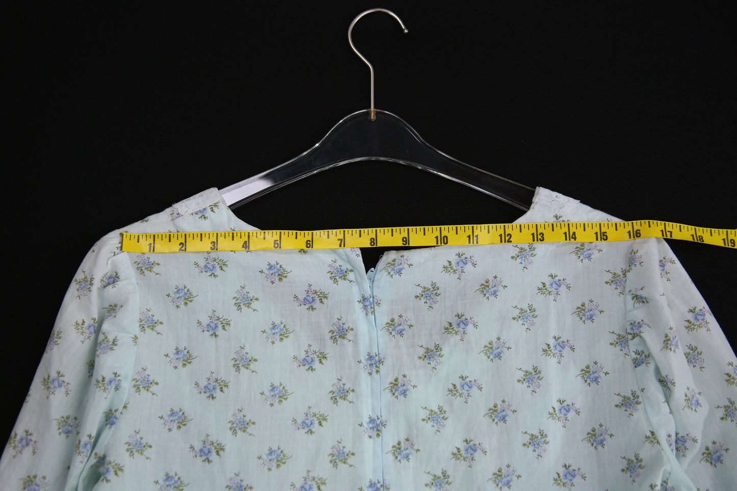 Vintage Prairie Dress with Blue Floral Print Pattern - Estimated Era 1970's - 1980's