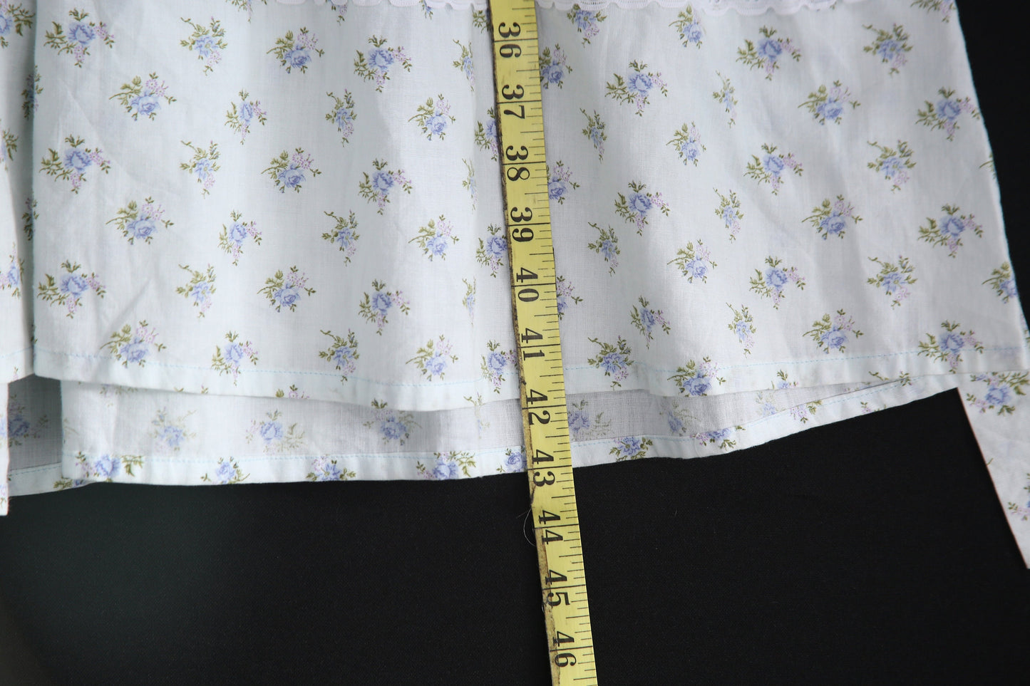 Vintage Prairie Dress with Blue Floral Print Pattern - Estimated Era 1970's - 1980's