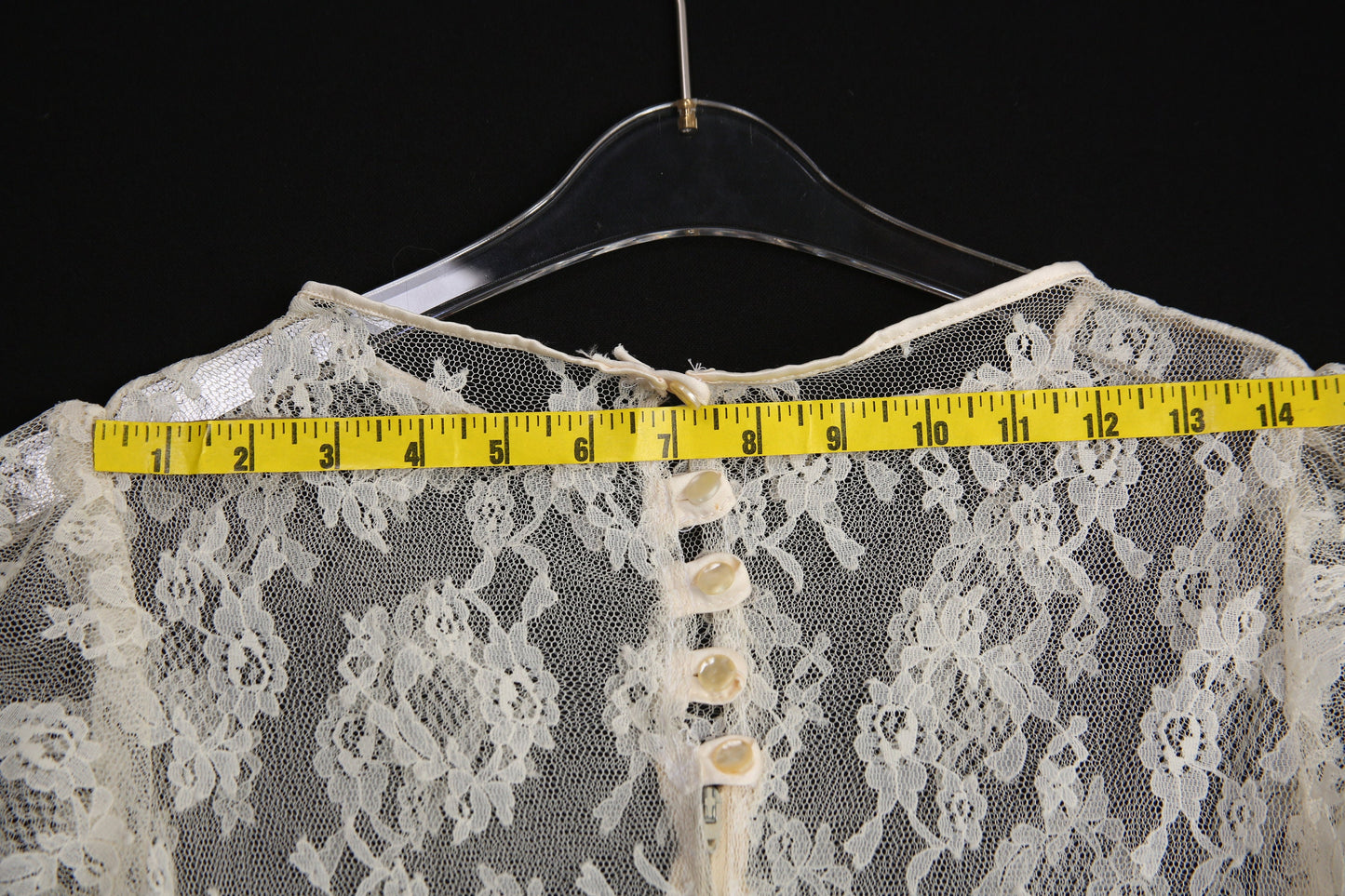 Vintage White Lace Casual Dress - Estimated Era 1980's - 1990's - Floral Lace Fabric Pattern