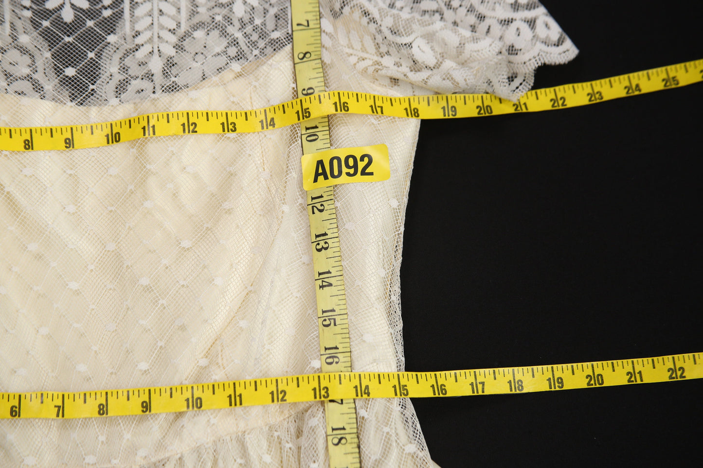 1980's Women's Yellow Lace Evening Prom Dress Made in USA Long Elegant Floral Fabric Patter