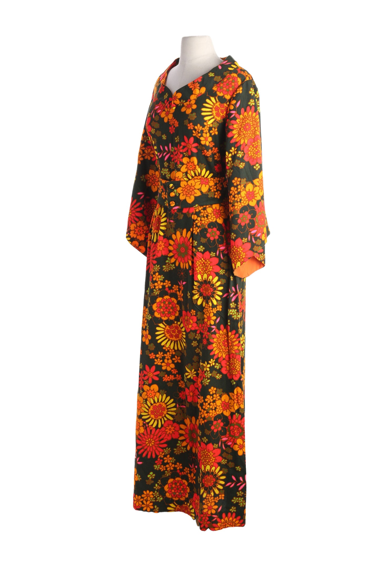 1970s Women Floral Print Hawaiian Summer Dress Long Sleeve by Sun Fashions of Hawaii Honolulu