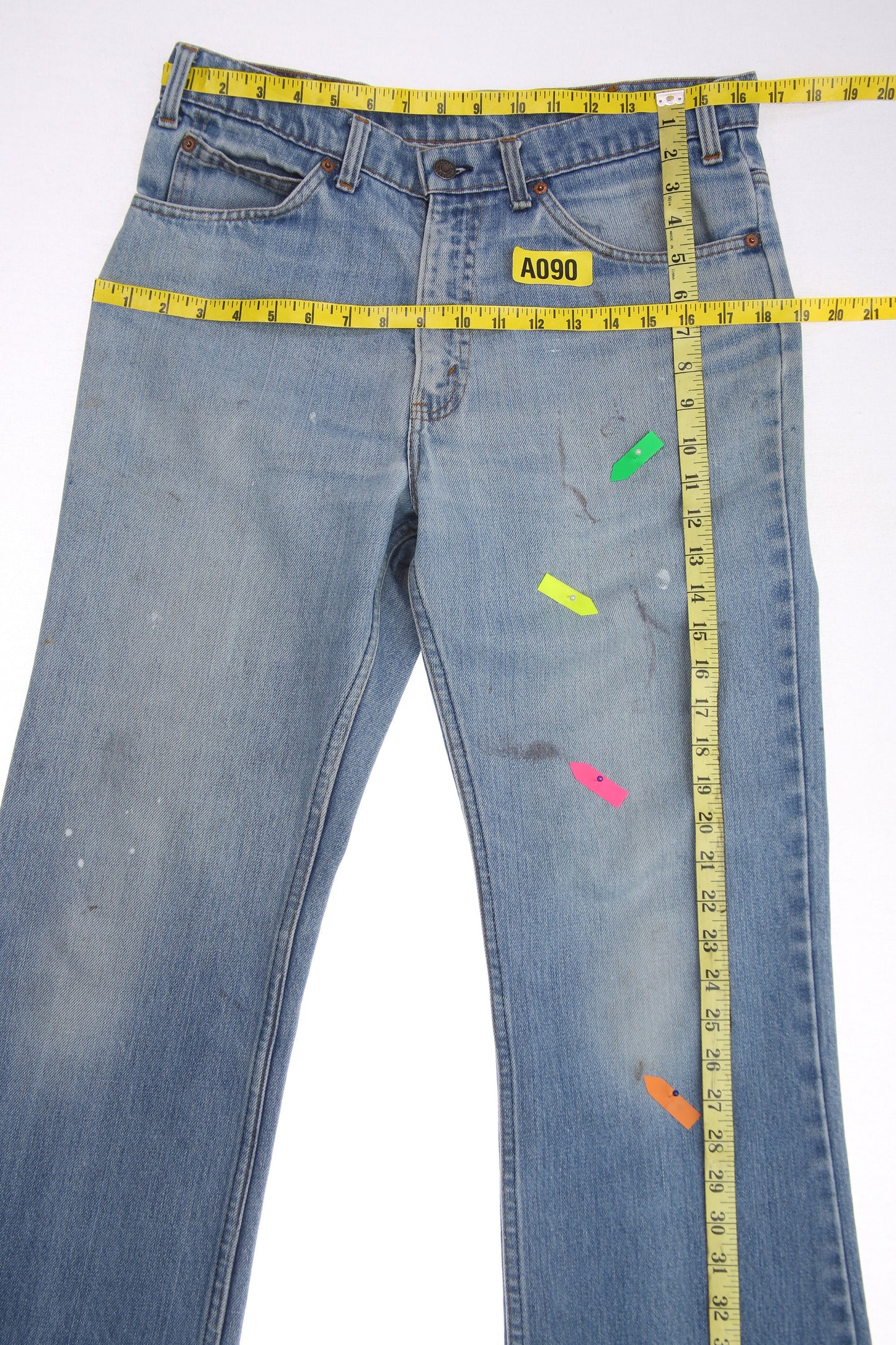 Vintage 517 Levis Denim Pants - Orange Tab - Light Wash - Estimated Era 70s - 80s