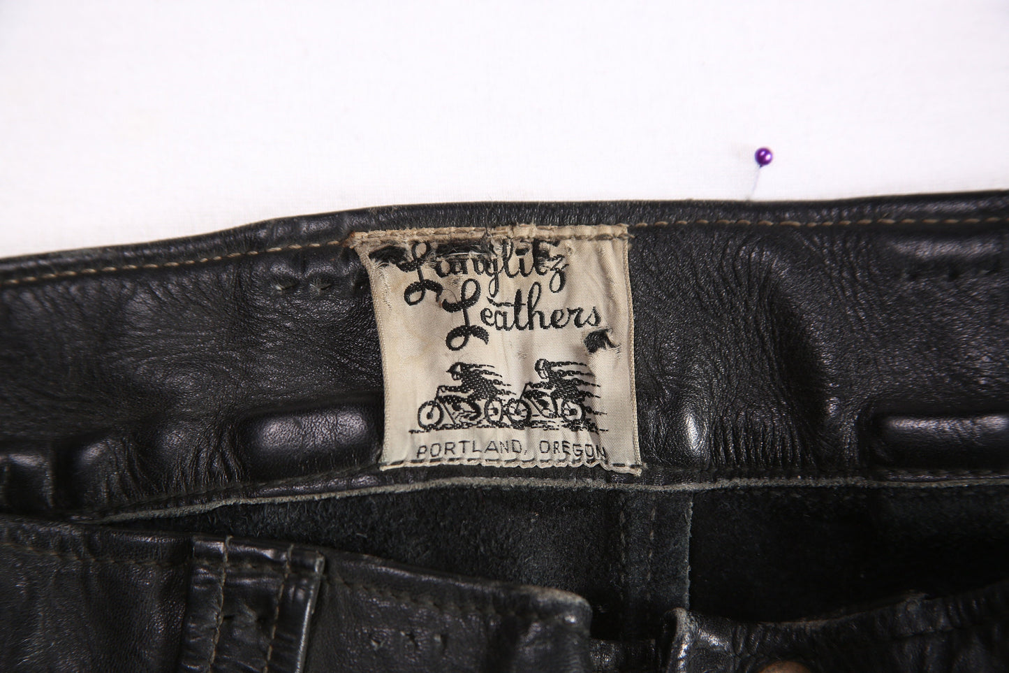 Vintage Black Leather Biker Leather Pants - Estimated Era 1960's - 1970's