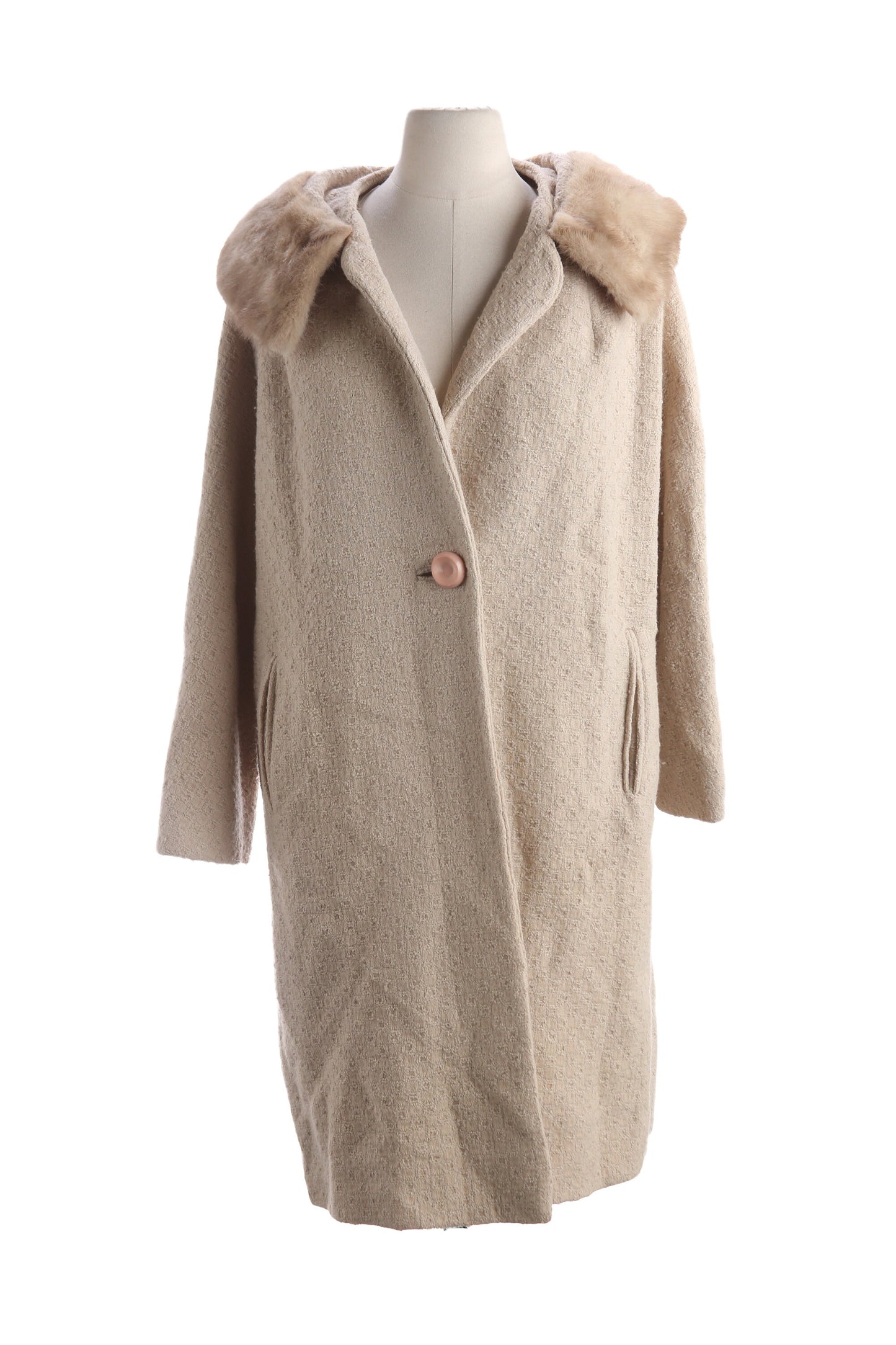 Vintage Women Casual Winter Coat with Fur Collar