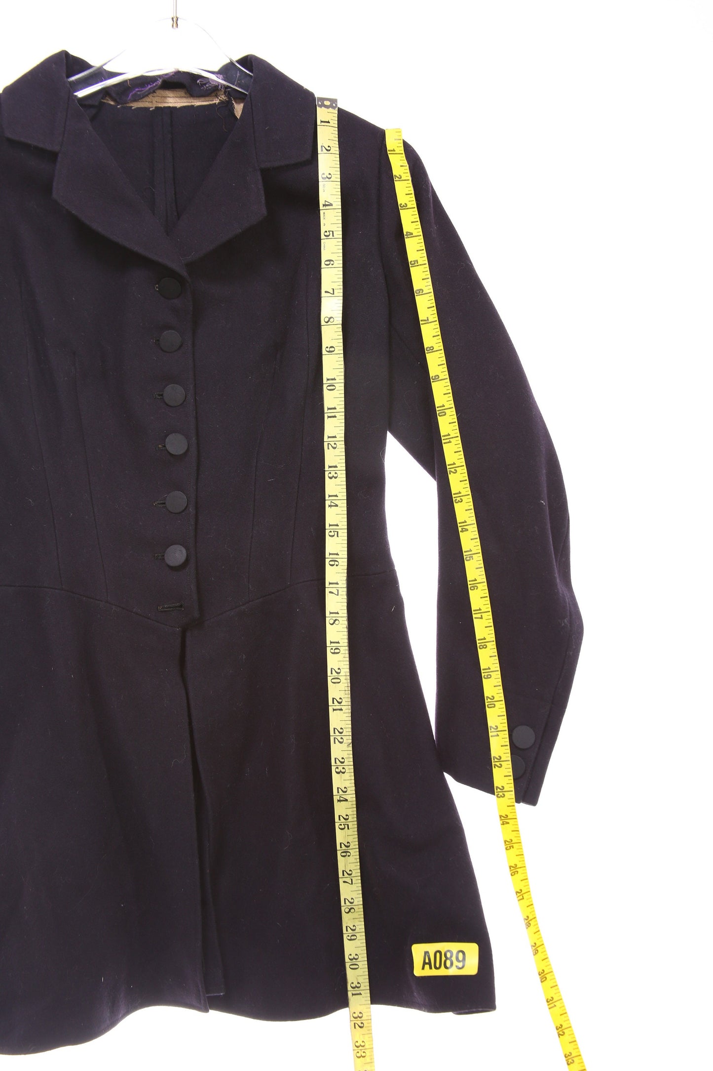 Vintage Women Black Winter Coat - Estimated Era 1920's - 1940's