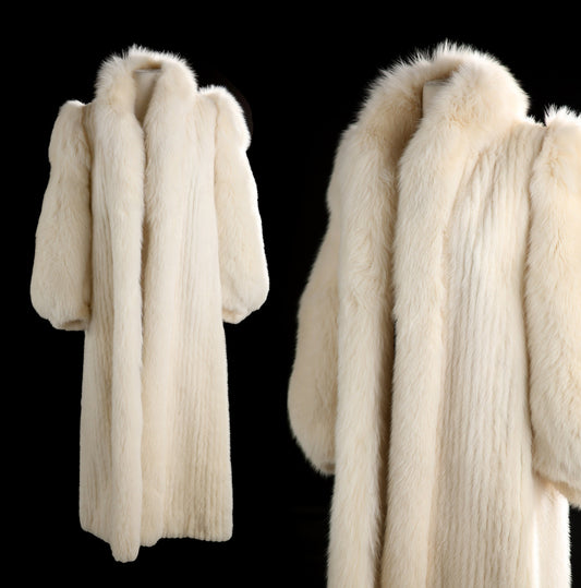 Vintage Women White Fur Coat - Estimated Era 1950's - 1970's