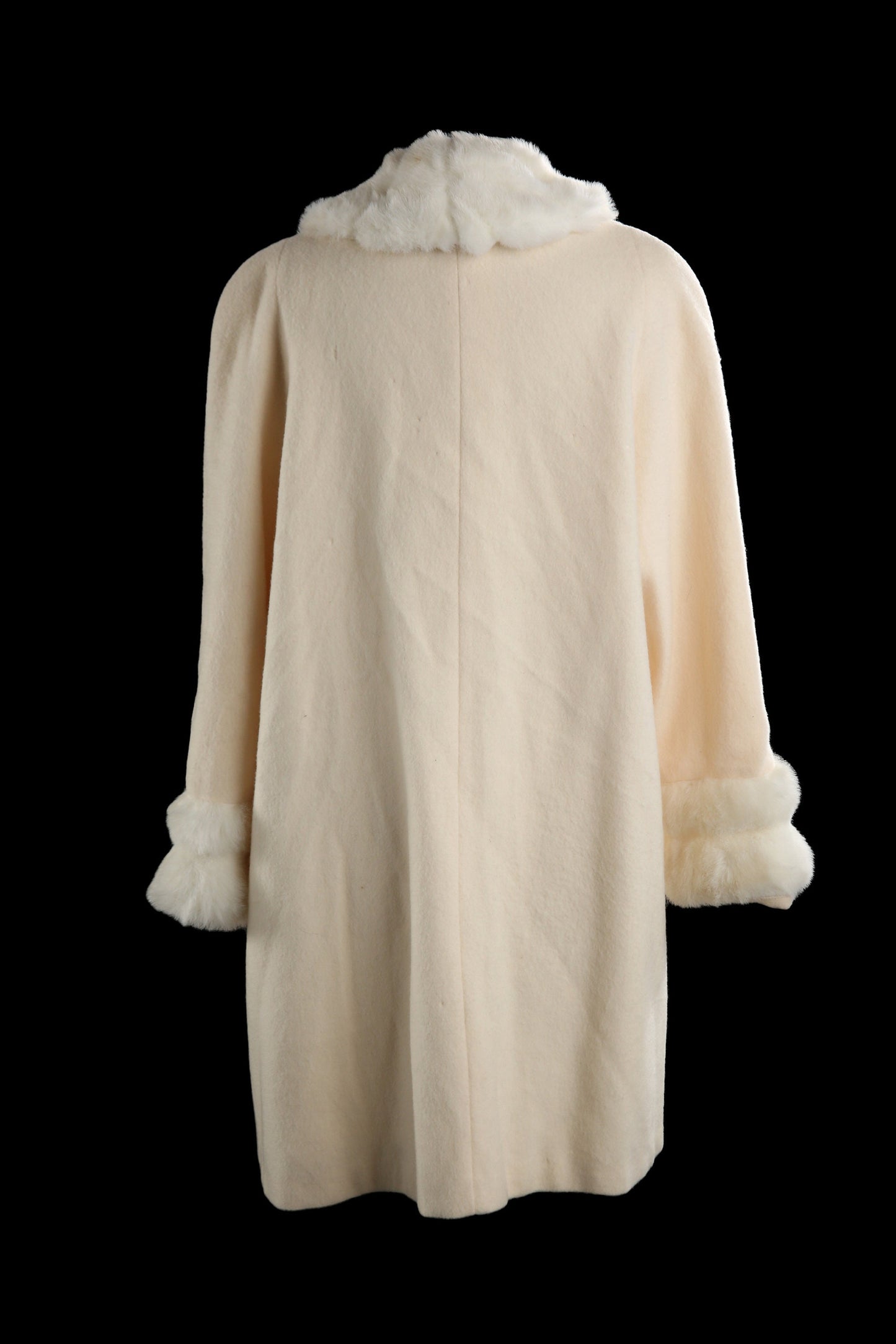 Vintage White Winter Coat with Faux Fur Collar by Alora - Estimated Era 1980's - 1990's - Made in USA