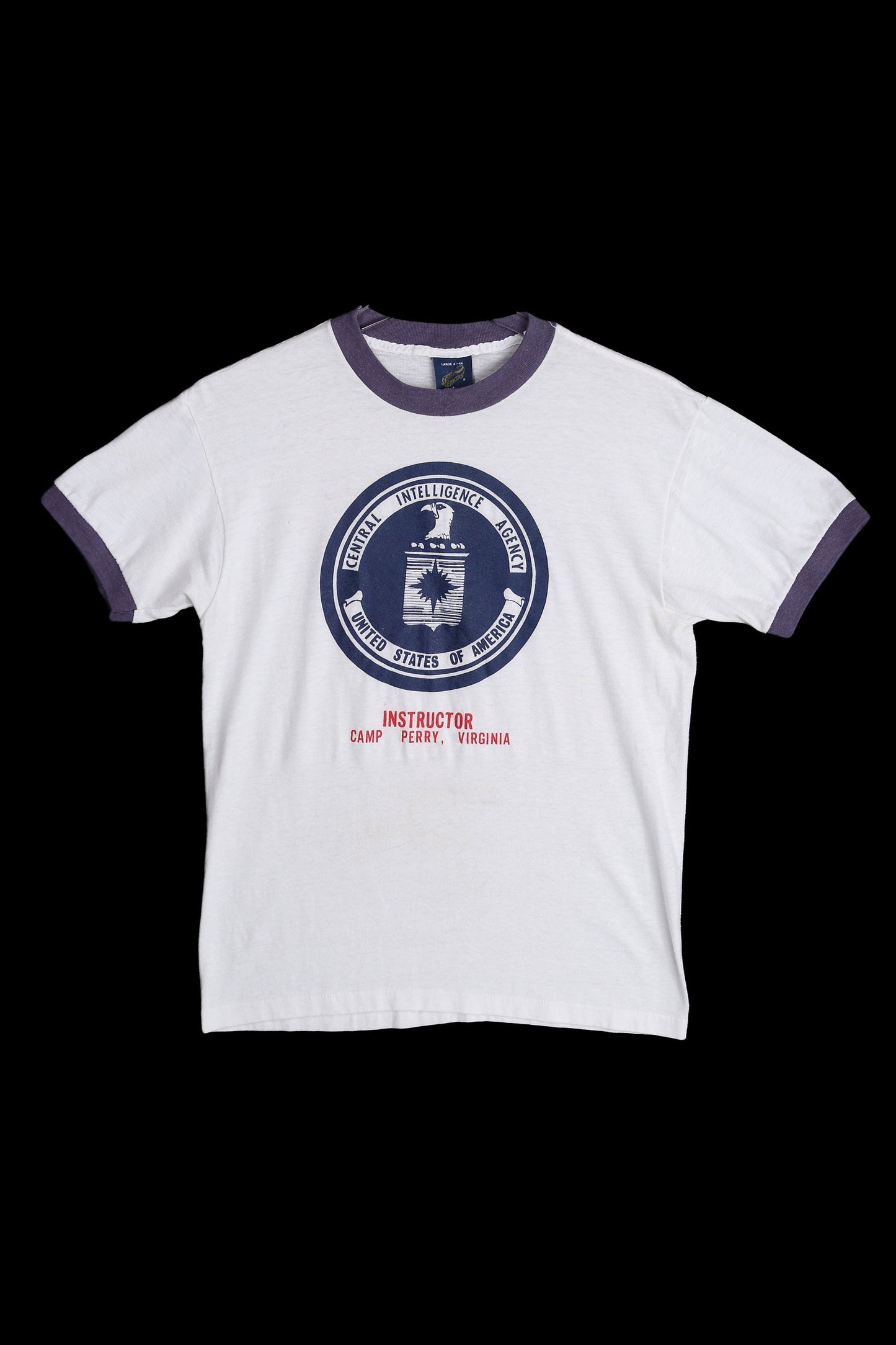 Vintage CIA Instructor White Ringer T-shirt Estimated Era 1970's - 1980's - Sneakers Labe - Made in USA