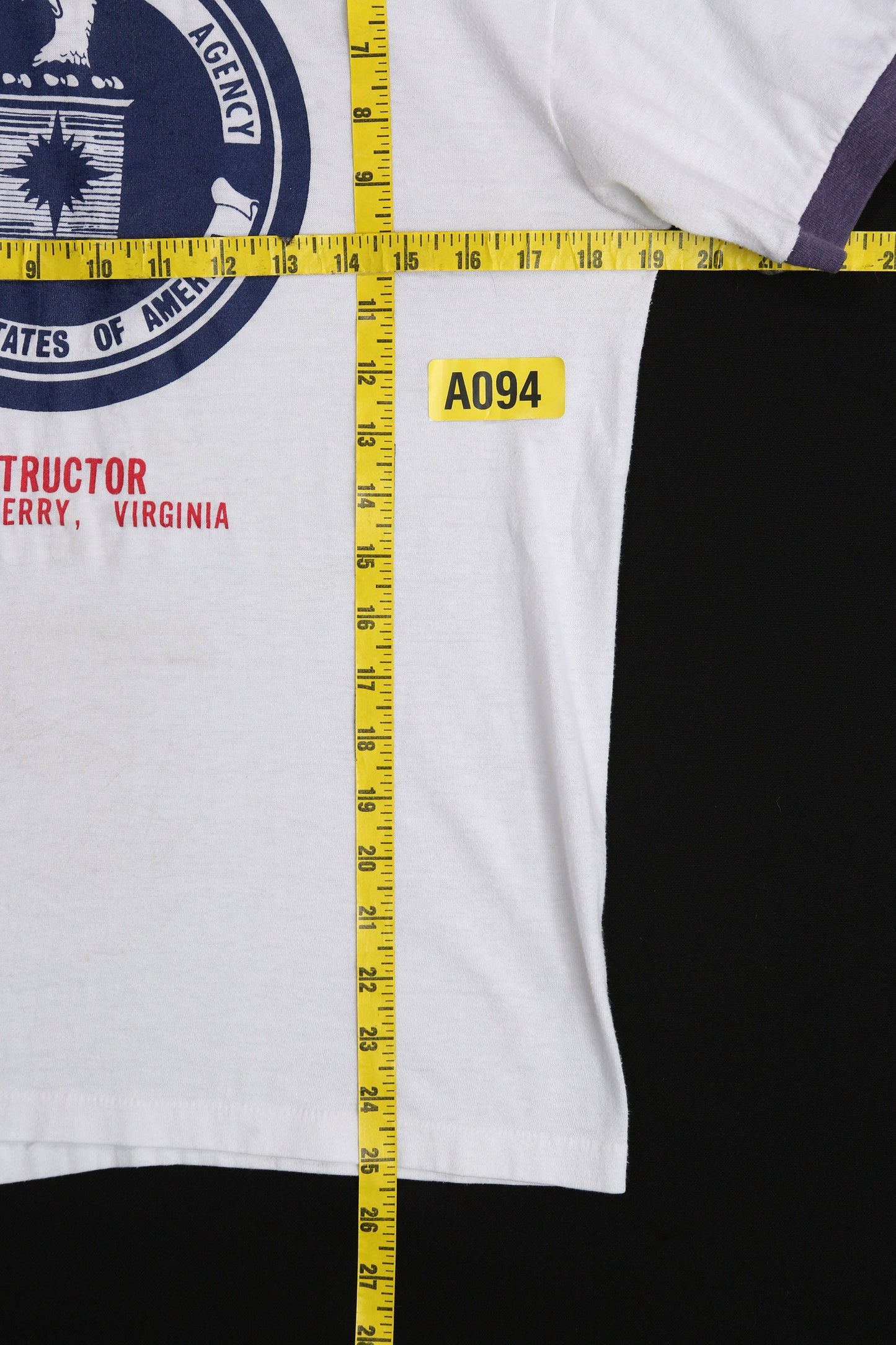 Vintage CIA Instructor White Ringer T-shirt Estimated Era 1970's - 1980's - Sneakers Labe - Made in USA