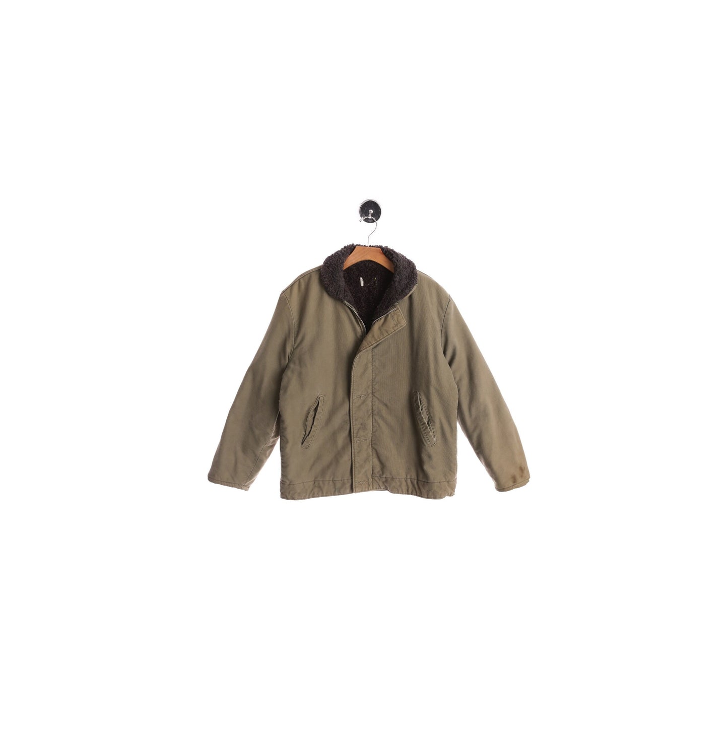 Men Green Canvas Sherpa Jacket