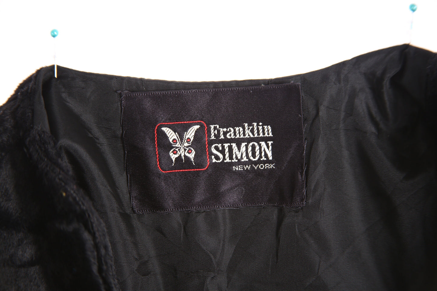 Vintage Black Fur Jacket by Franklin Simon - No Closure / Fur Cuffs- Estimated Era 1960's - 1970's