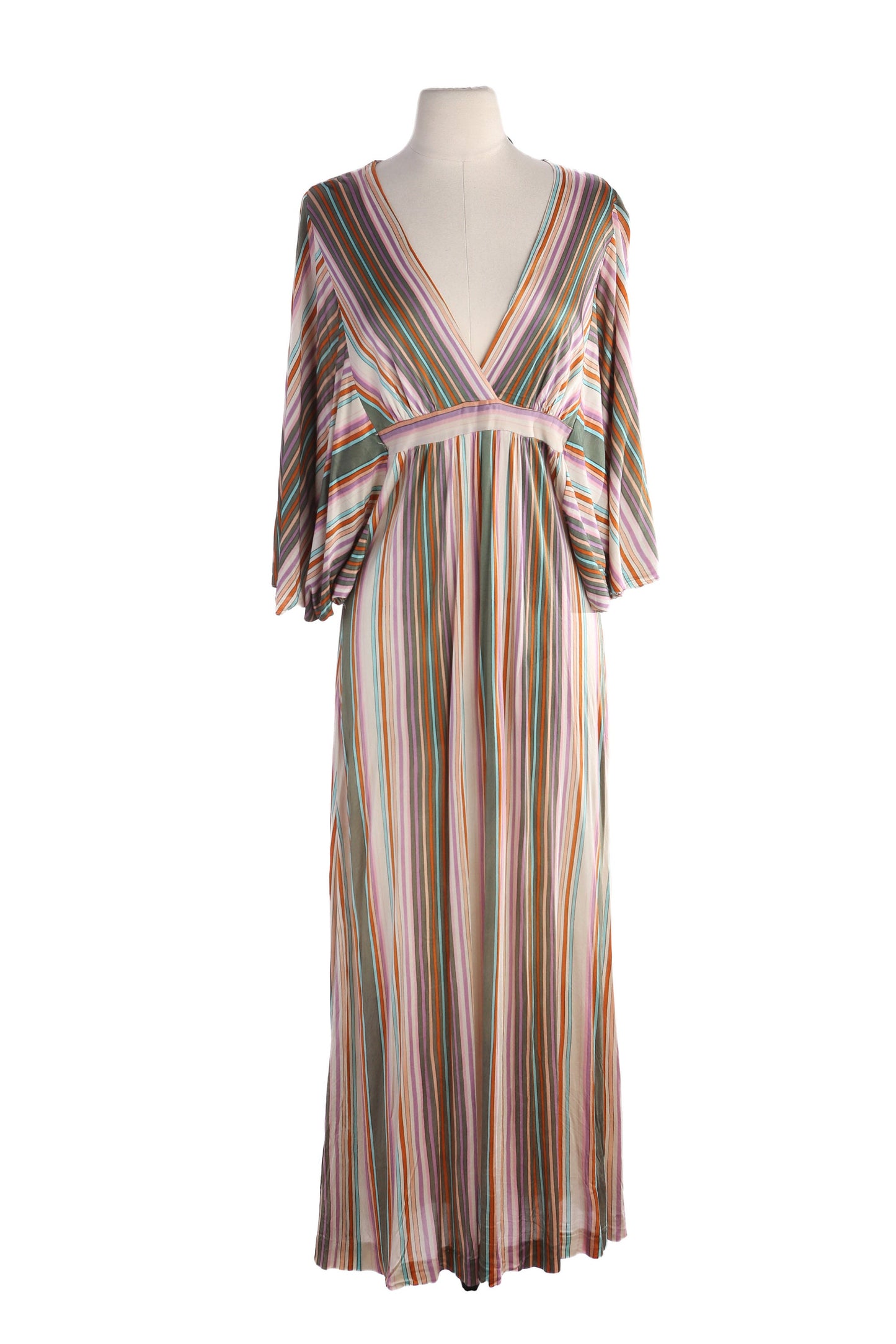 70s Women Multicolor Striped Long Polyester Disco Dress