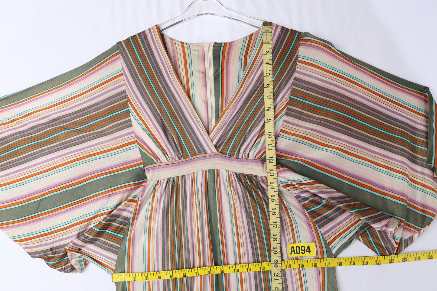70s Women Multicolor Striped Long Polyester Disco Dress