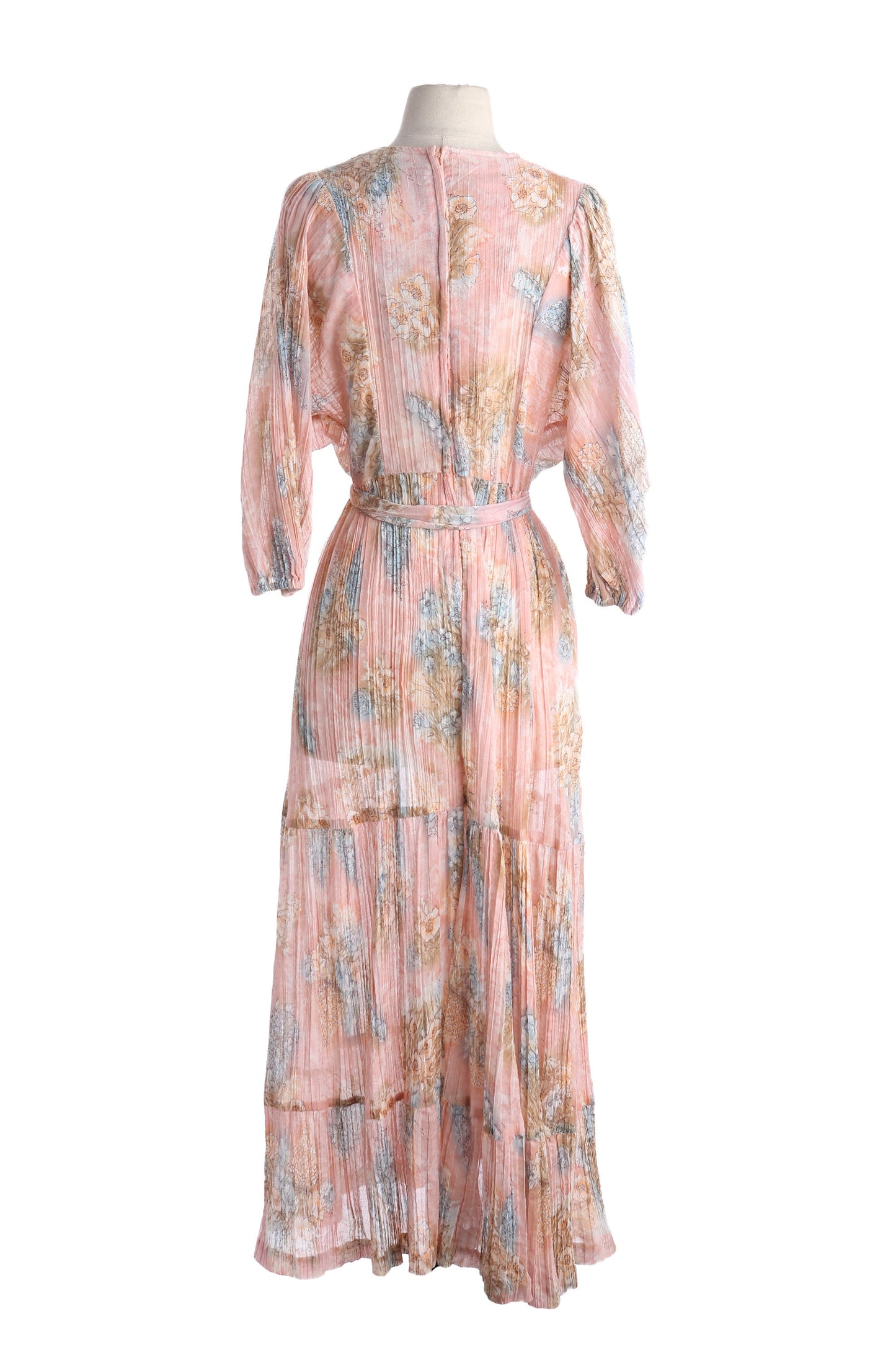 70s Floral Print Dress Maxi Summer Long Sleeve Boho by Phasell California