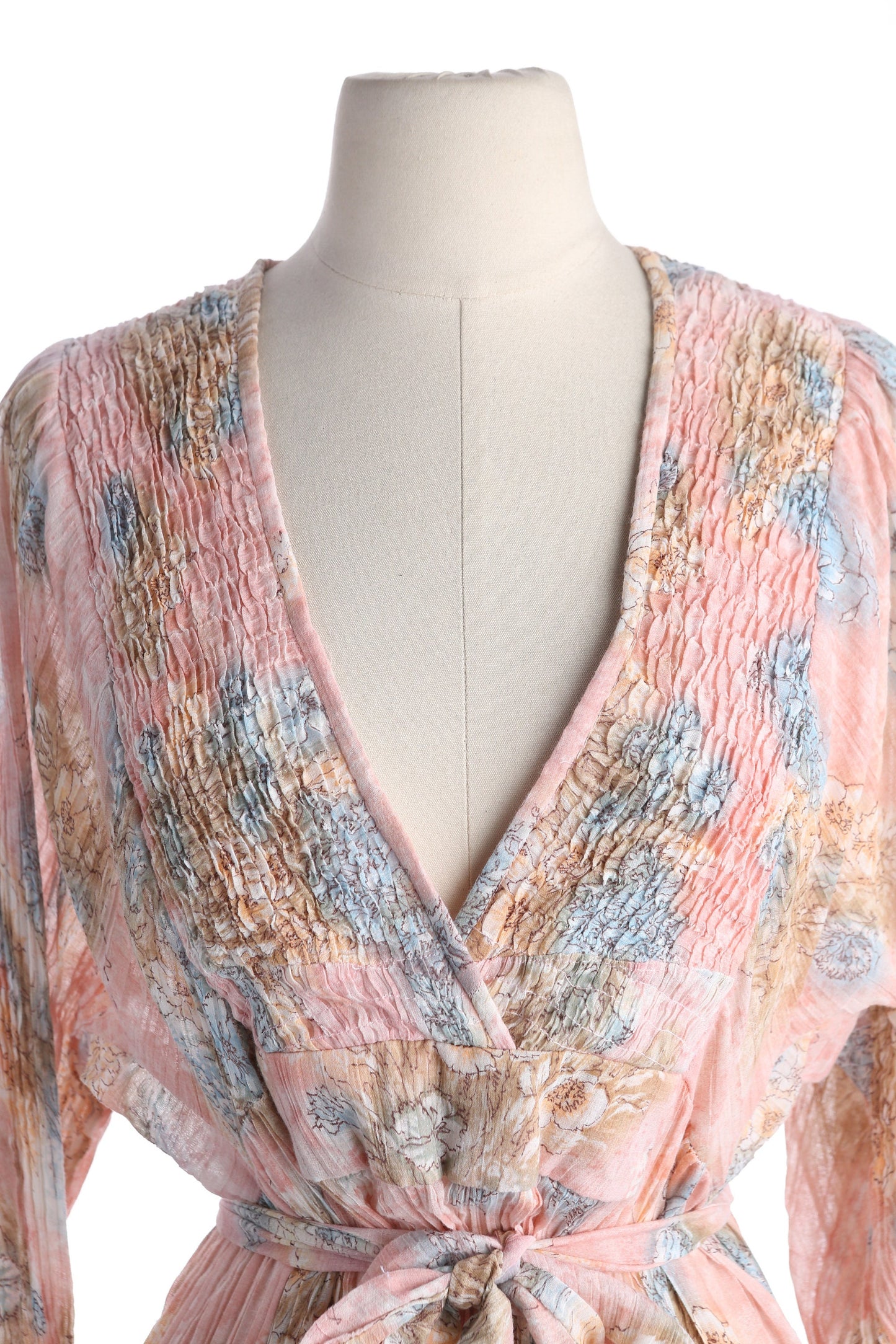 70s Floral Print Dress Maxi Summer Long Sleeve Boho by Phasell California